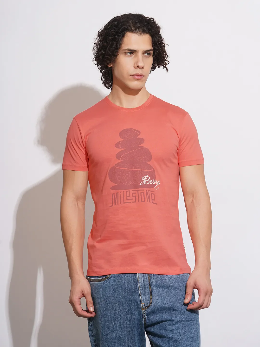 Pink Regular Fit Men's T-Shirt by Being Human Clothing