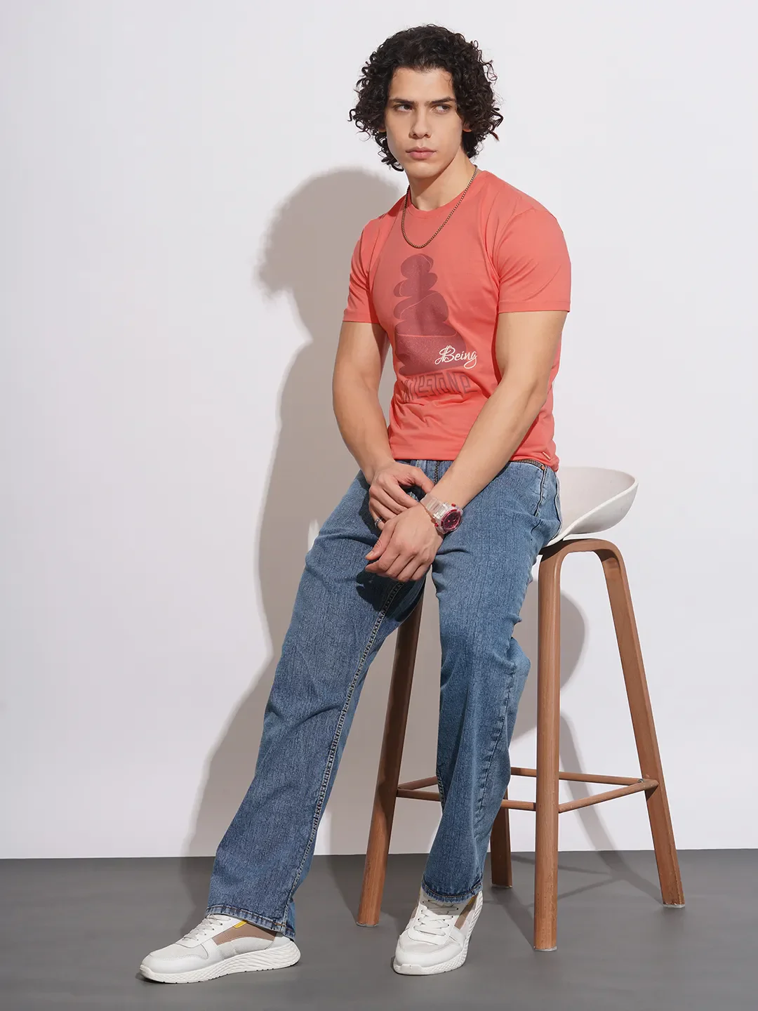 Pink Regular Fit Men's T-Shirt by Being Human Clothing - Image 4