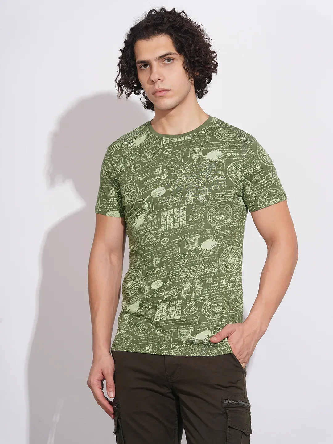 Green Regular Fit Men's Short Sleeves T-Shirt by Being Human Clothing