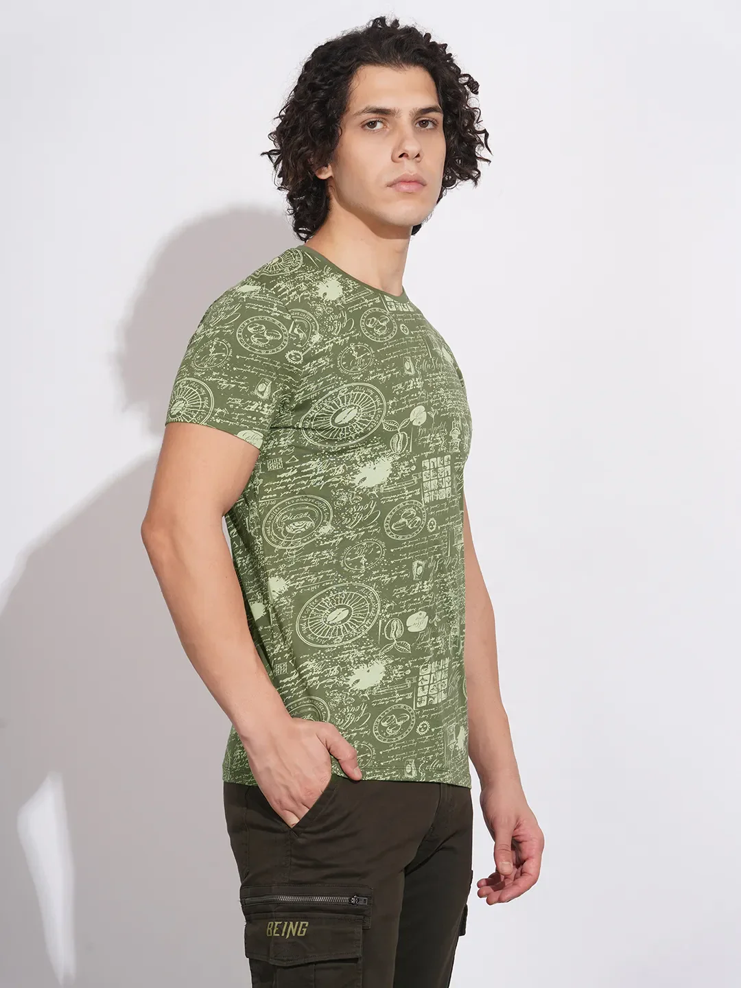 Green Regular Fit Men's Short Sleeves T-Shirt by Being Human Clothing - Image 2