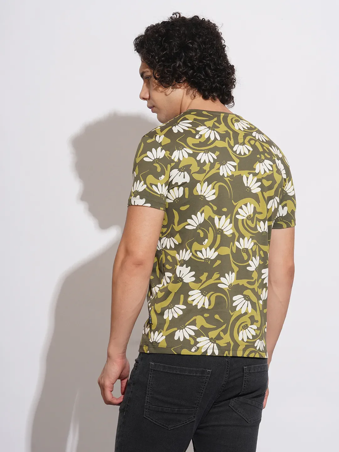 Green Regular Fit Men's Short Sleeves T-Shirt by Being Human Clothing - Image 3