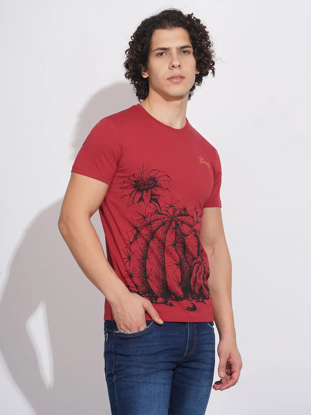 Red Regular Fit Men's T-Shirt by Being Human Clothing - Image 2