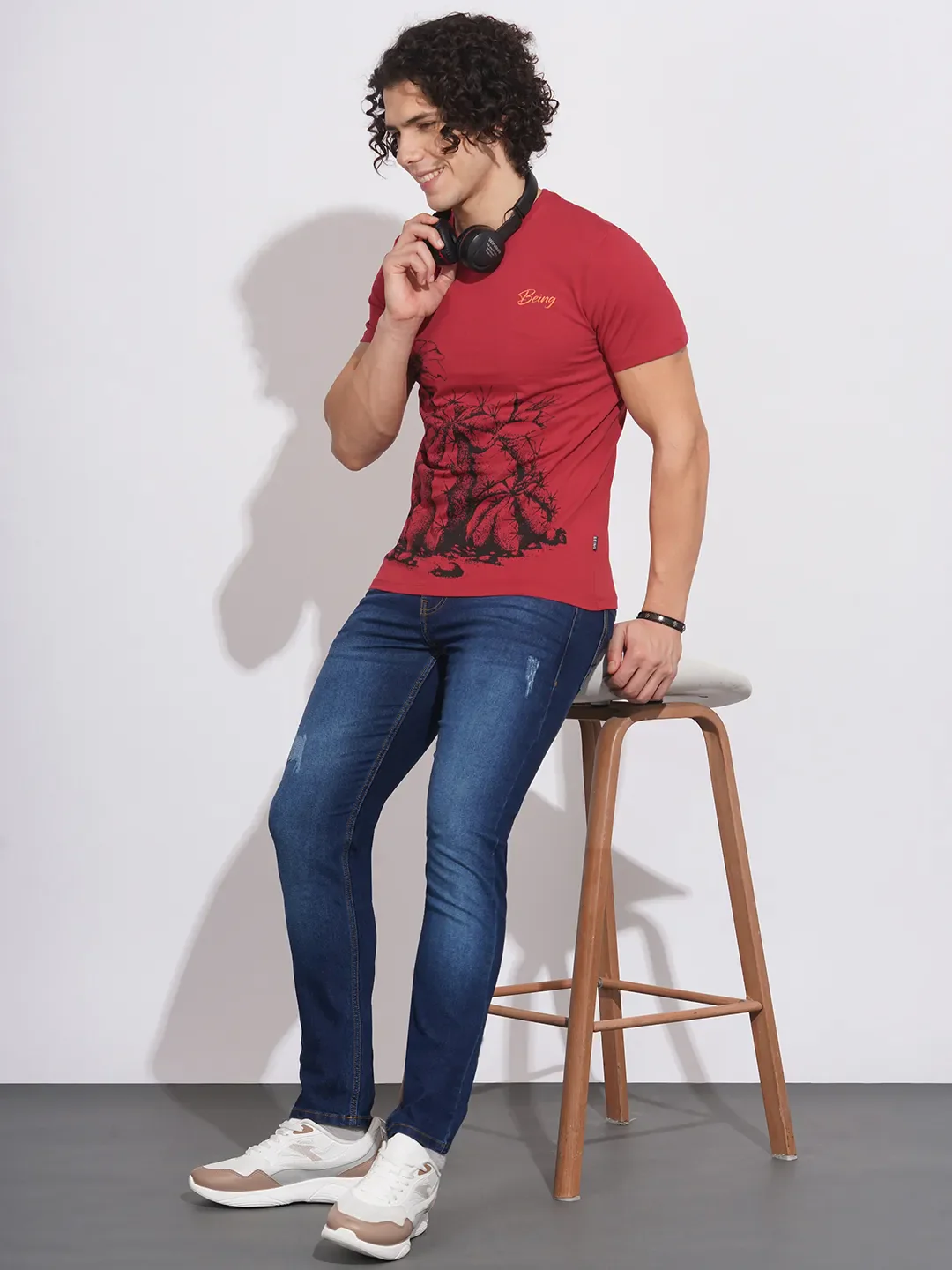 Red Regular Fit Men's T-Shirt by Being Human Clothing - Image 4