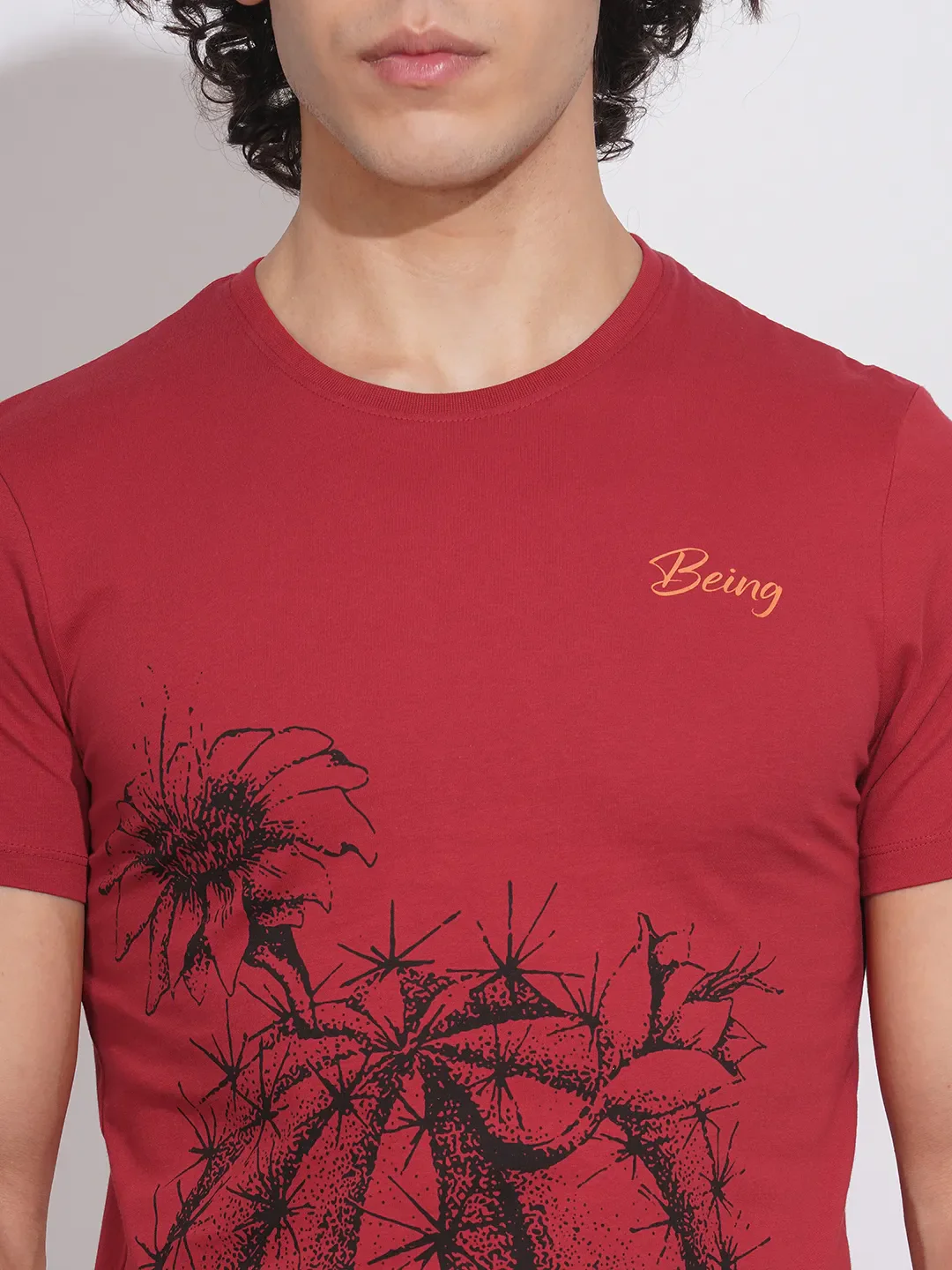 Red Regular Fit Men's T-Shirt by Being Human Clothing - Image 5