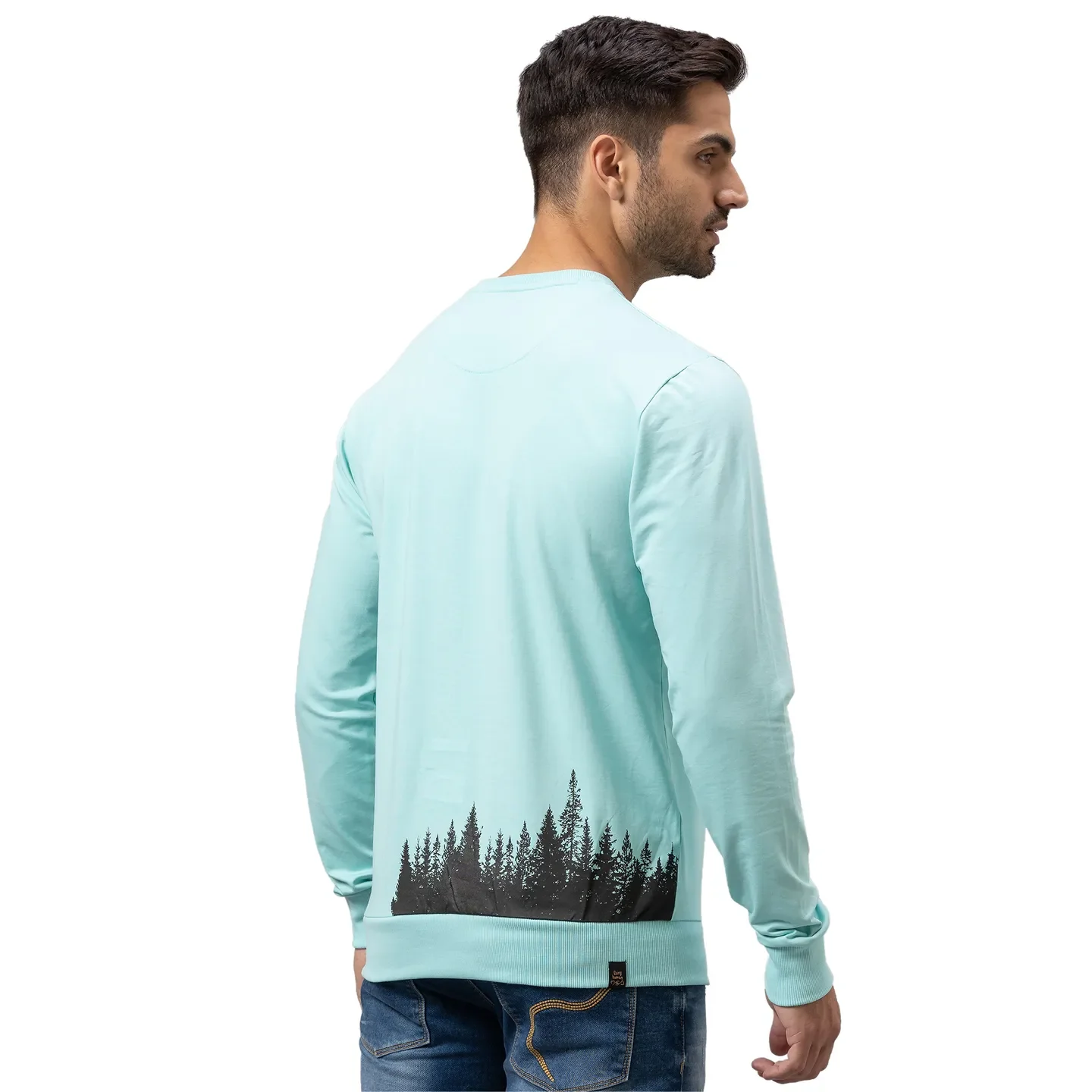 Aqua Green Regular Fit Men's Sweatshirt by Being Human Clothing - Image 3