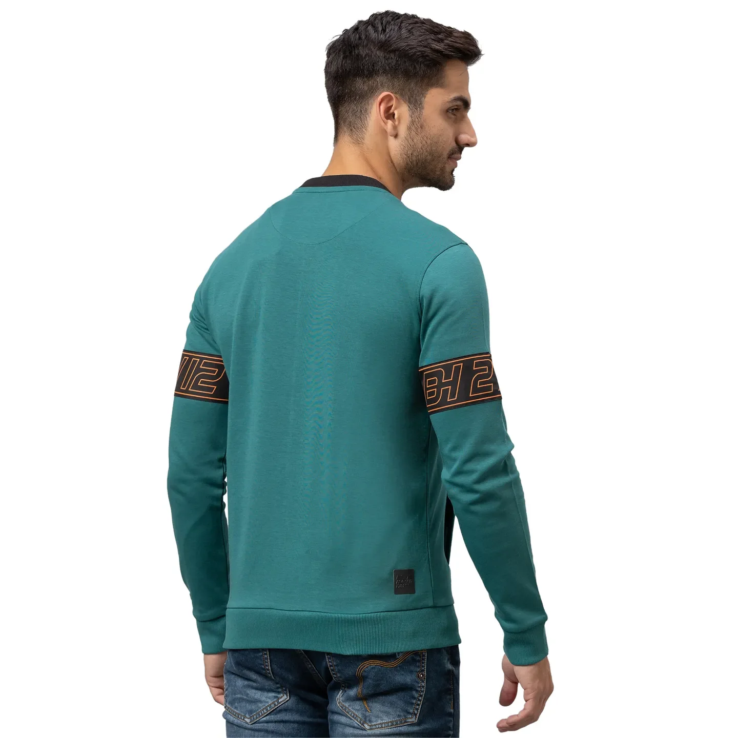 Green Regular Fit Round Neck Long Sleeves Cotton Men's Sweatshirt by Being Human Clothing - Image 3