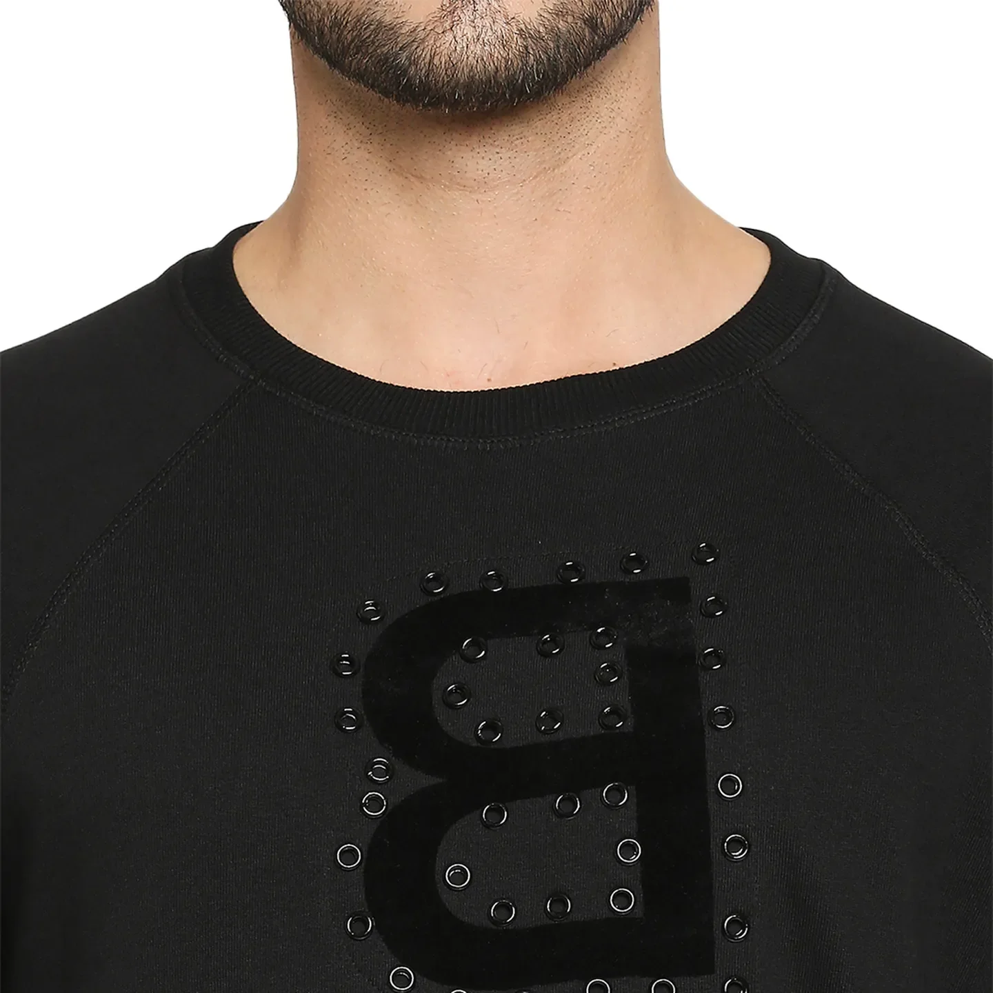 Black Regular Fit Round Neck Long Sleeves Cotton Men's Sweatshirt by Being Human Clothing - Image 5