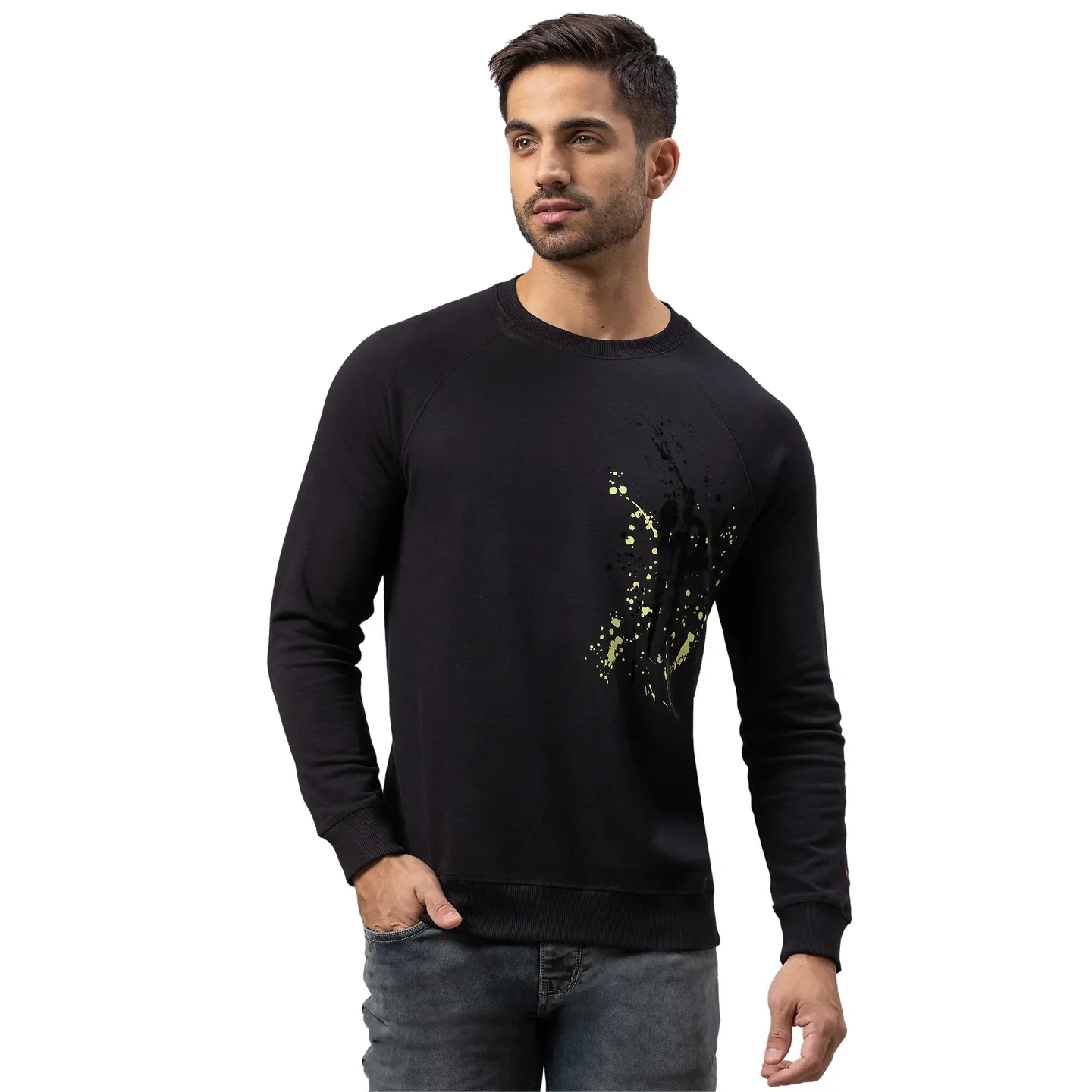 Black Regular Fit Round Neck Long Sleeves Cotton Men's Sweatshirt by Being Human Clothing