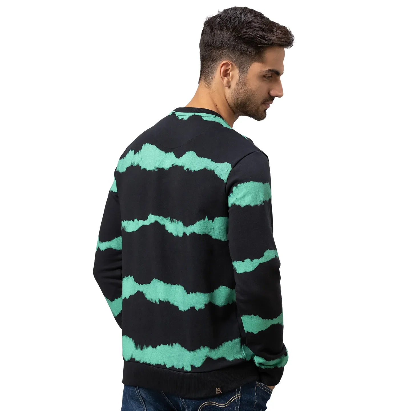 Black Regular Fit Round Neck Long Sleeves Cotton Men's Sweatshirt by Being Human Clothing - Image 3