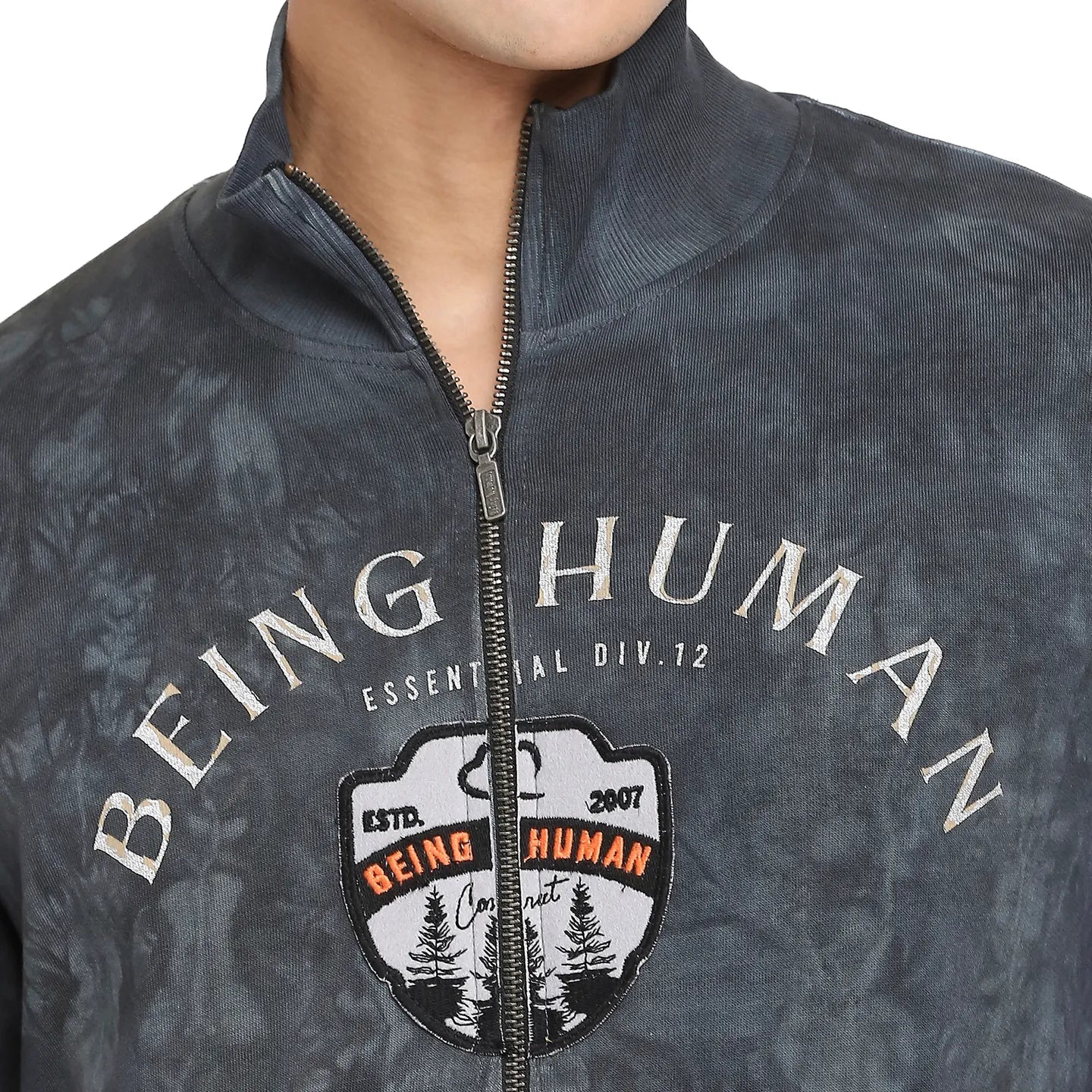 Black Regular Fit Round Neck Long Sleeves Cotton Men's Sweatshirt by Being Human Clothing - Image 5