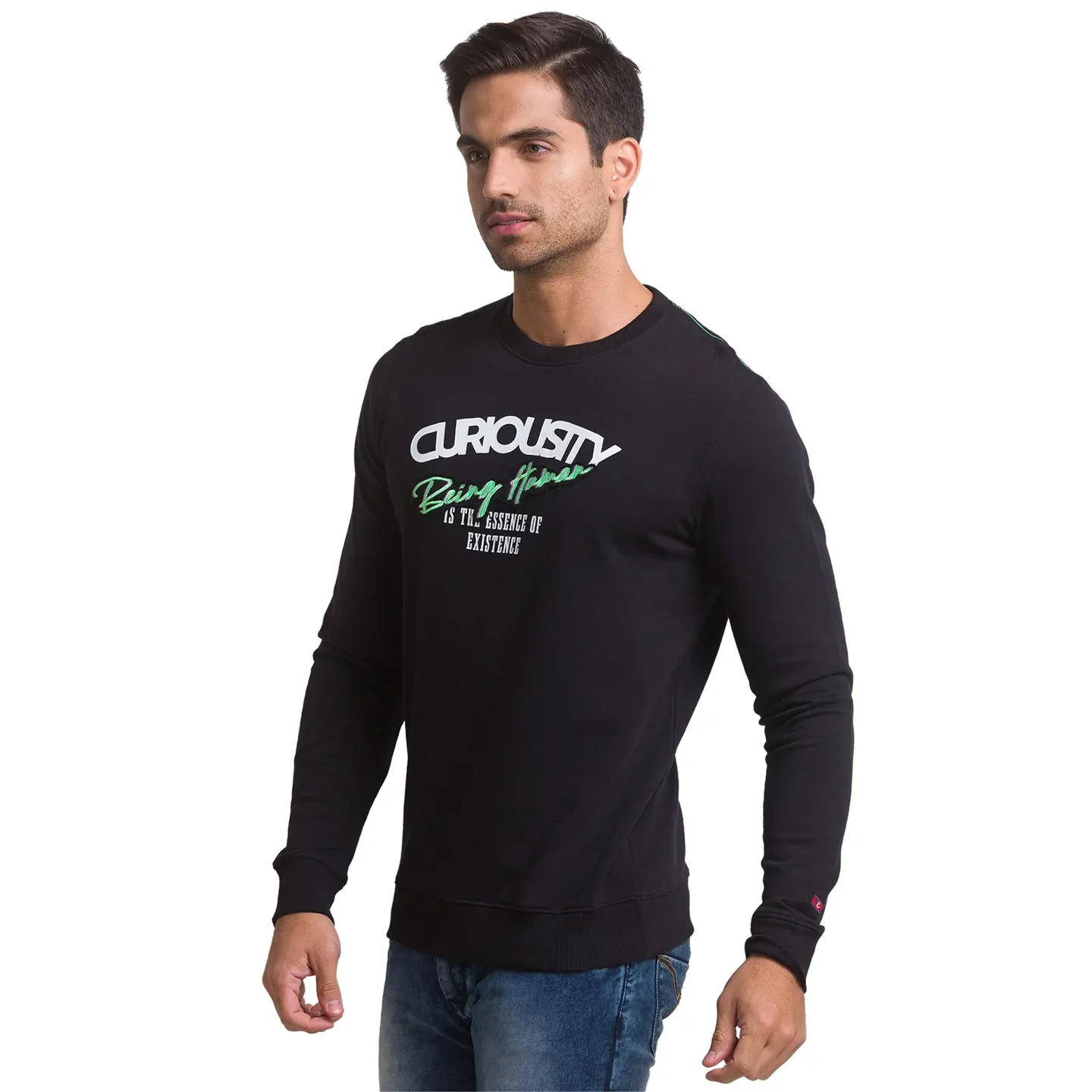 Black Regular Fit Men's Sweatshirt by Being Human Clothing - Image 4