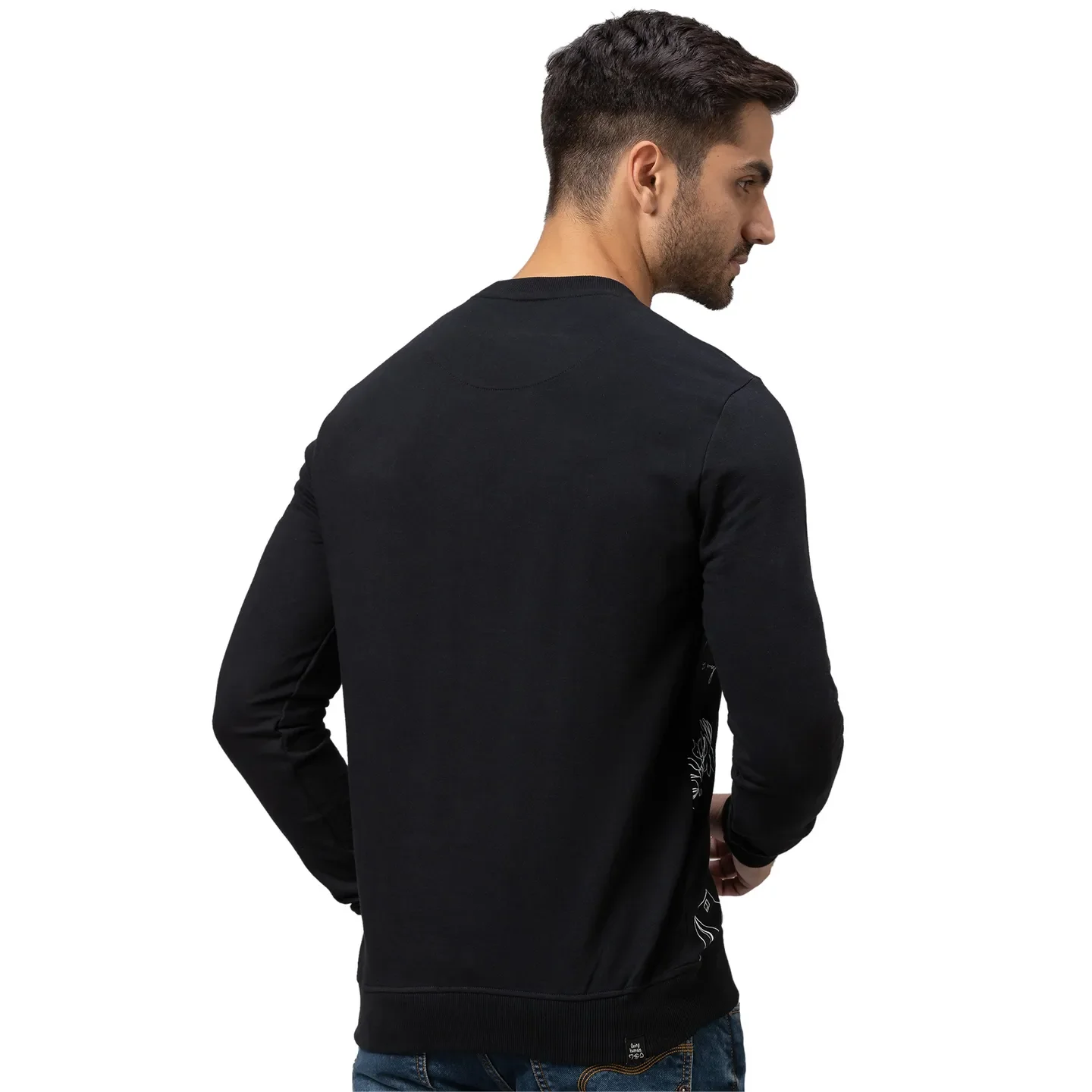 Black Regular Fit Round Neck Long Sleeves Cotton Men's Sweatshirt by Being Human Clothing - Image 3