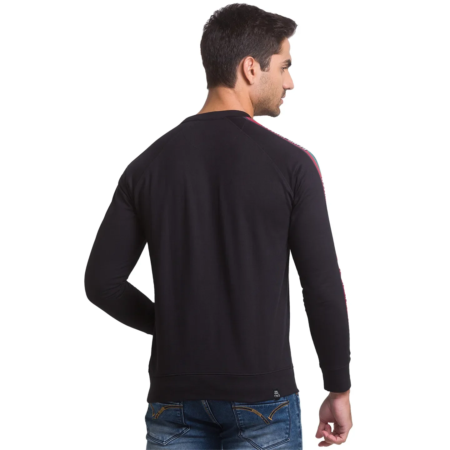 Black Regular Fit Round Neck Men's Sweatshirt by Being Human Clothing - Image 4