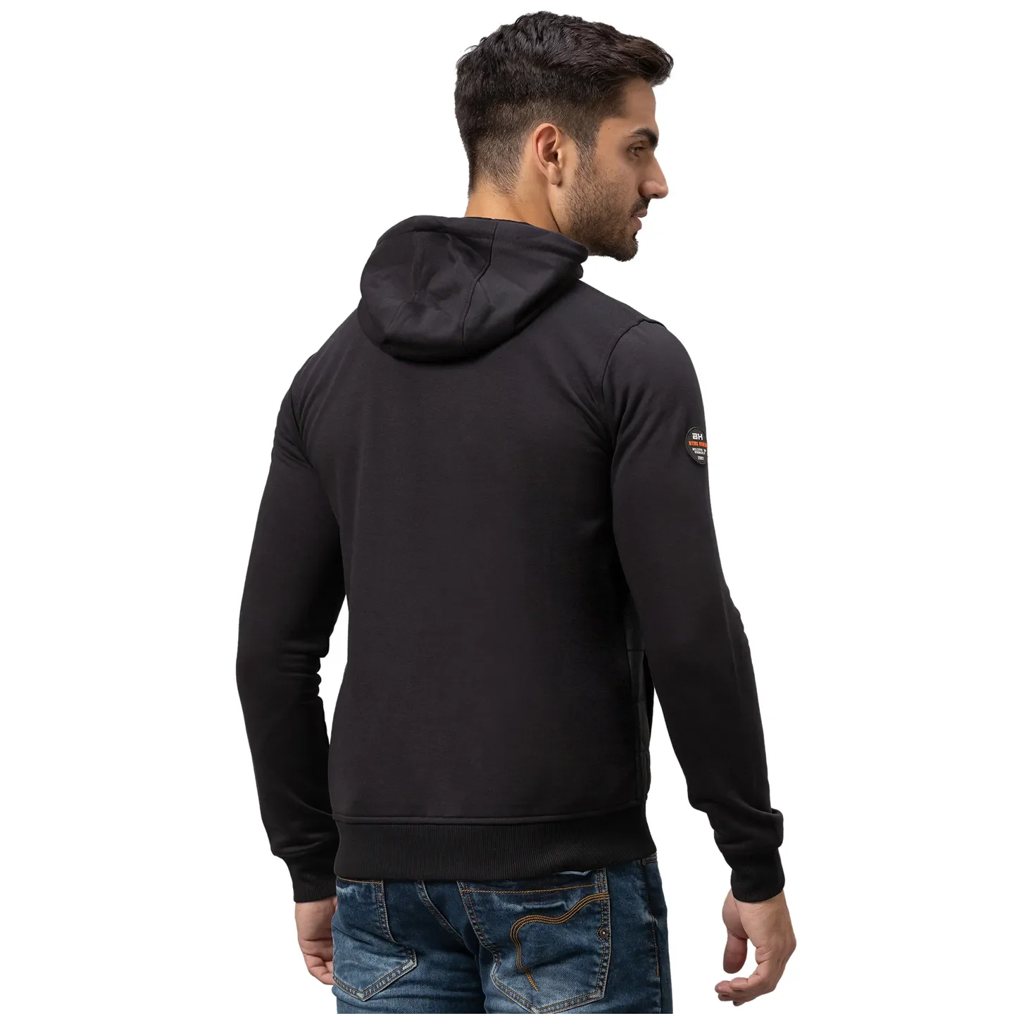 Black Regular Fit Round Neck Long Sleeves Cotton Men's Sweatshirt by Being Human Clothing - Image 3