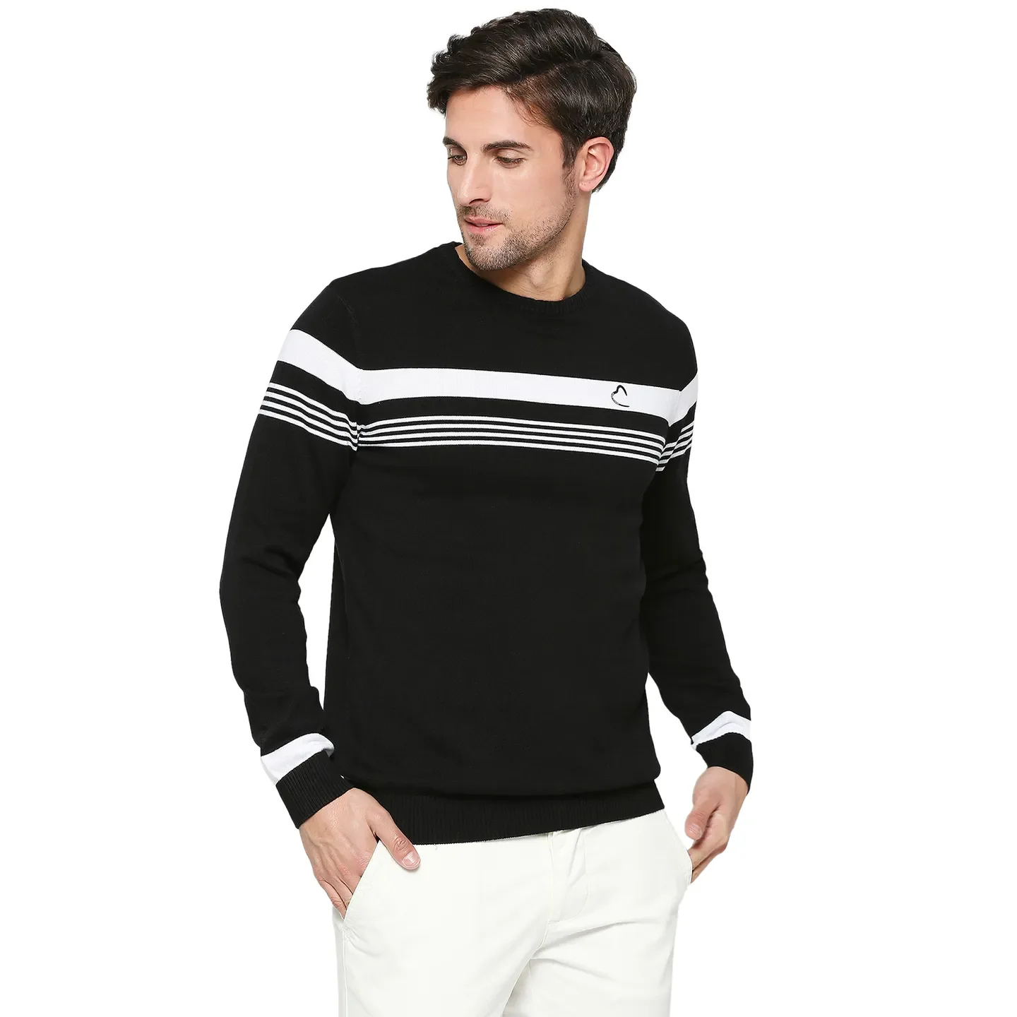 Black Regular Fit Round Neck Long Sleeves Men's Sweatshirt by Being Human Clothing - Image 3