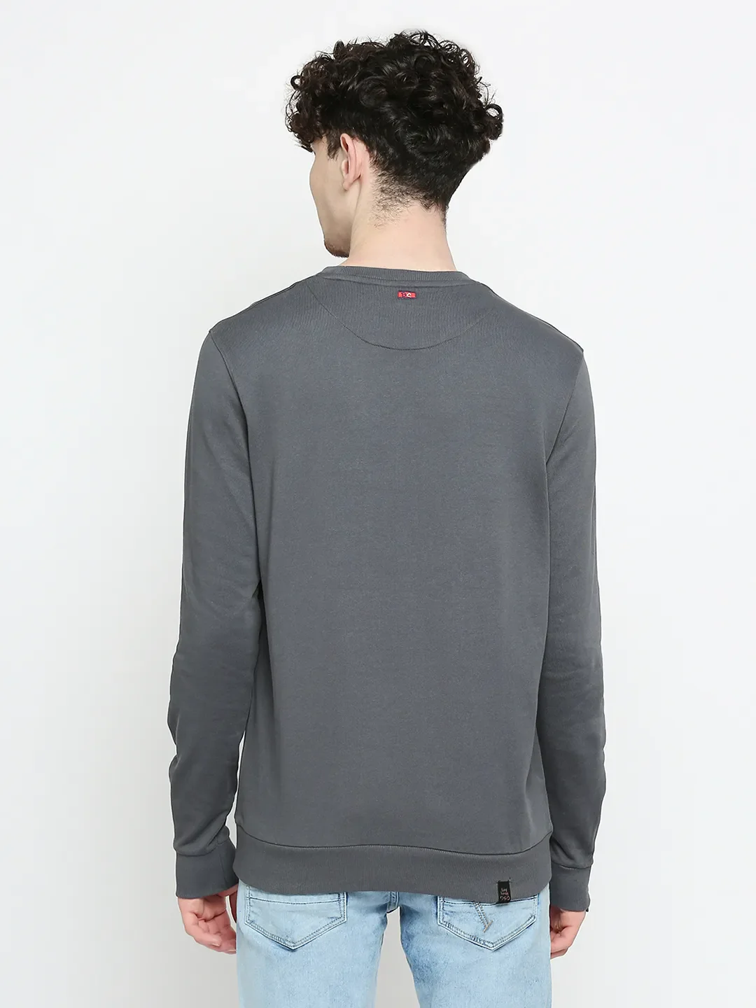 Grey Regular Fit Men's Sweatshirt by Being Human Clothing - Image 4