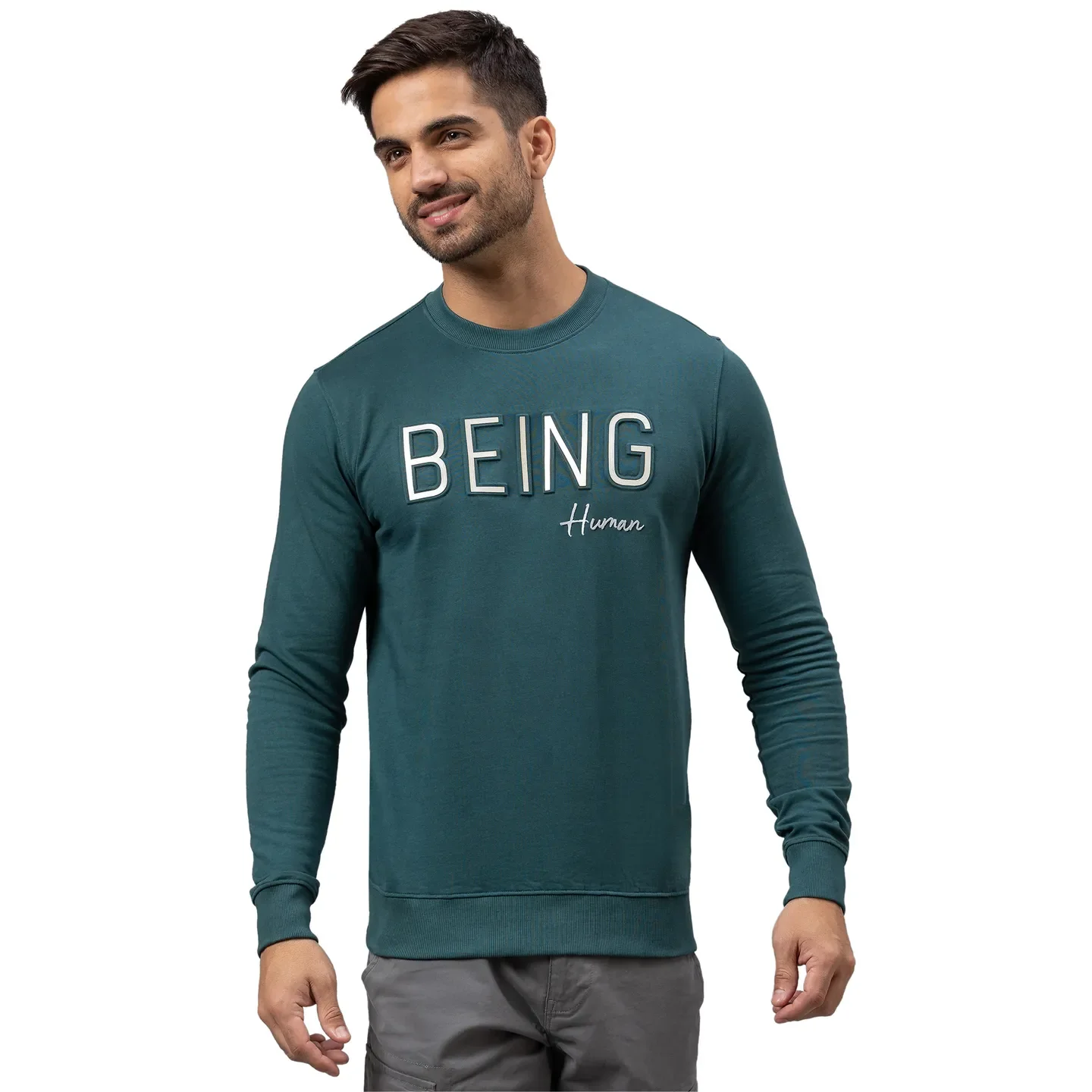 Forest Green Regular Fit Men's Sweatshirt by Being Human Clothing