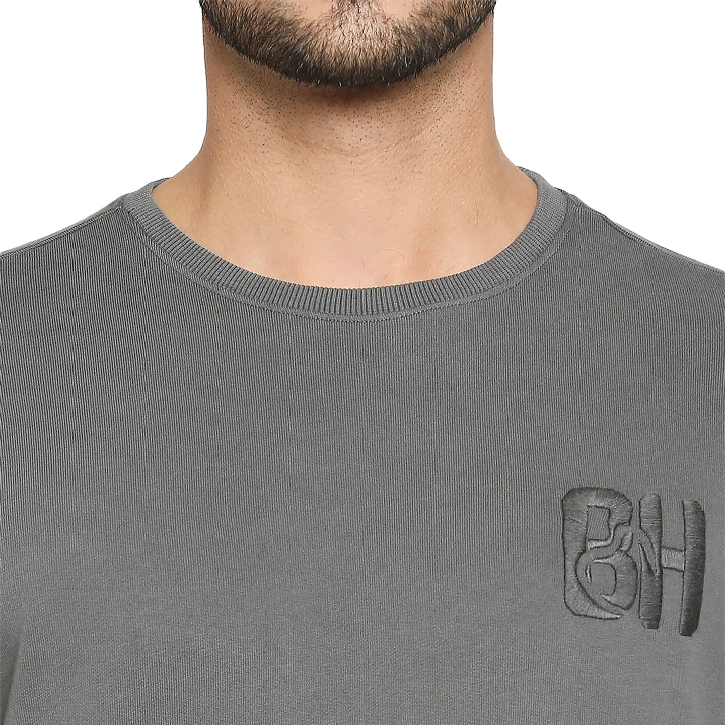 Grey Regular Fit Round Neck Long Sleeves Cotton Men's Sweatshirt by Being Human Clothing - Image 5