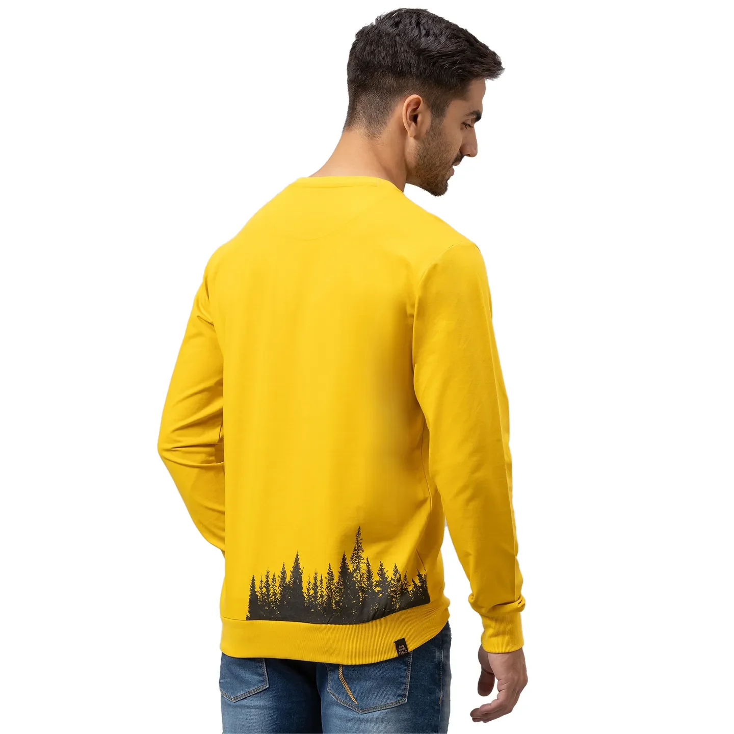 Yellow Regular Fit Round Neck Long Sleeves Cotton Men's Sweatshirt by Being Human Clothing - Image 3