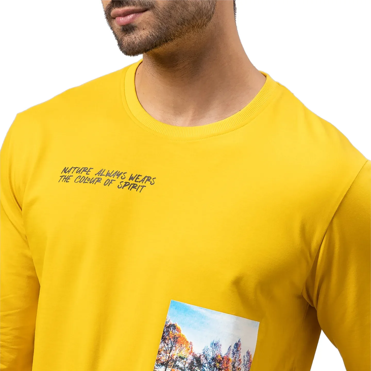 Yellow Regular Fit Round Neck Long Sleeves Cotton Men's Sweatshirt by Being Human Clothing - Image 5