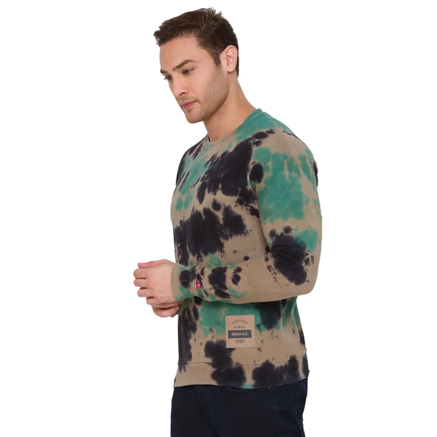 Brown Regular Fit Round Neck Long Sleeves Cotton Men's Sweatshirt by Being Human Clothing - Image 4