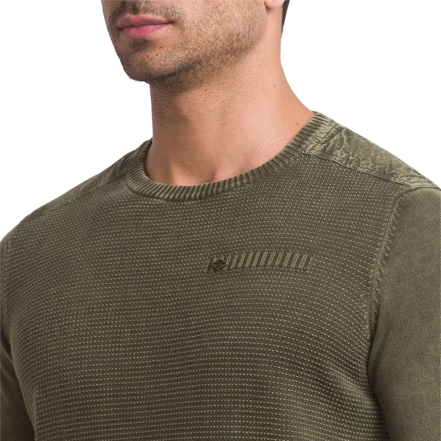 Olive Regular Fit Round Neck Long Sleeves Cotton Men's Sweatshirt by Being Human Clothing - Image 4