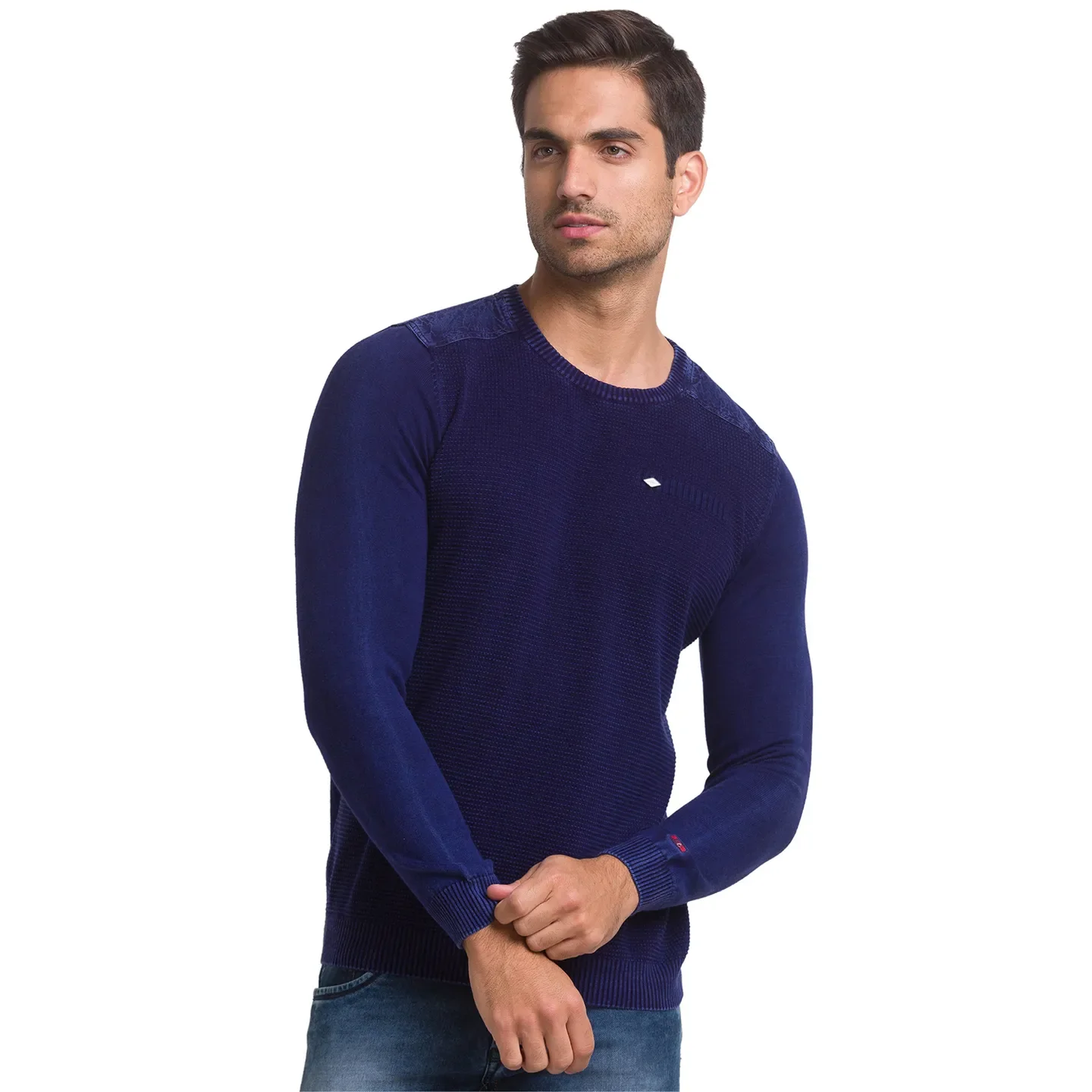 Blue Regular Fit Round Neck Long Sleeves Cotton Men's Sweatshirt by Being Human Clothing