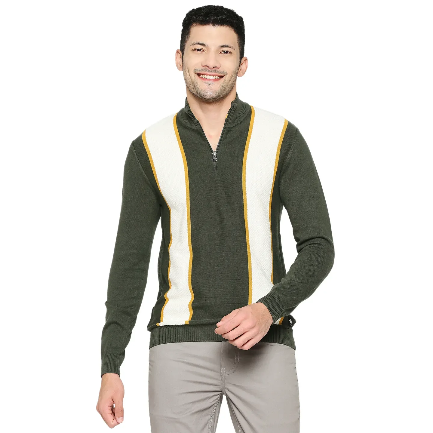 Olive Regular Fit Round Neck Long Sleeves Men's Sweatshirt by Being Human Clothing