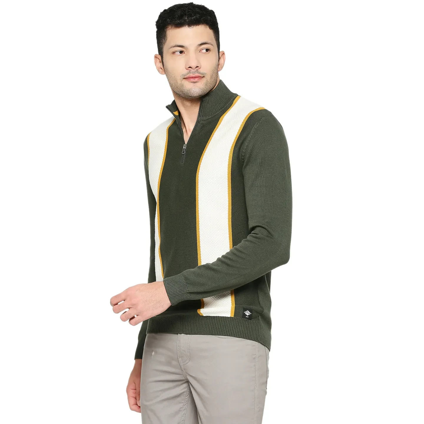 Olive Regular Fit Round Neck Long Sleeves Men's Sweatshirt by Being Human Clothing - Image 2