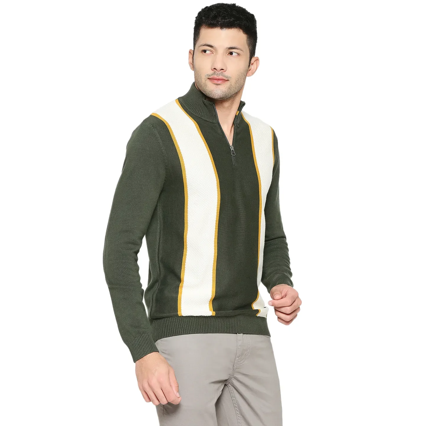 Olive Regular Fit Round Neck Long Sleeves Men's Sweatshirt by Being Human Clothing - Image 3