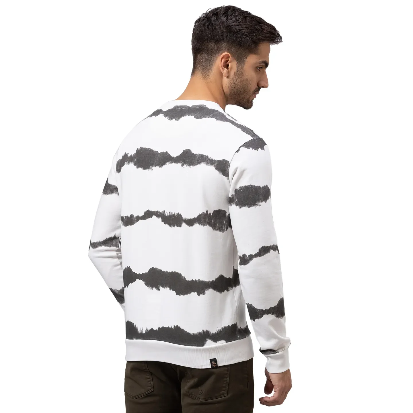 White Regular Fit Round Neck Long Sleeves Cotton Men's Sweatshirt by Being Human Clothing - Image 3