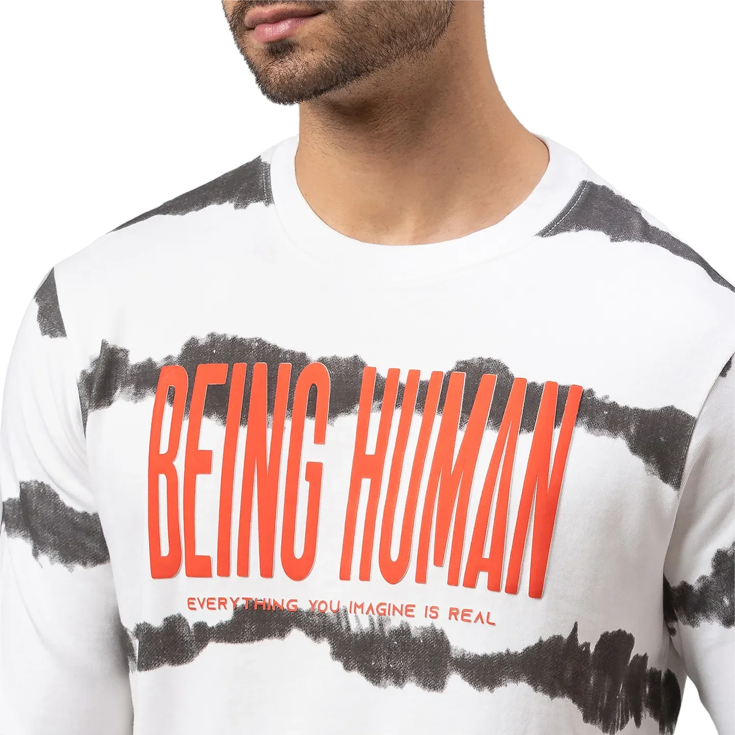 White Regular Fit Round Neck Long Sleeves Cotton Men's Sweatshirt by Being Human Clothing - Image 5