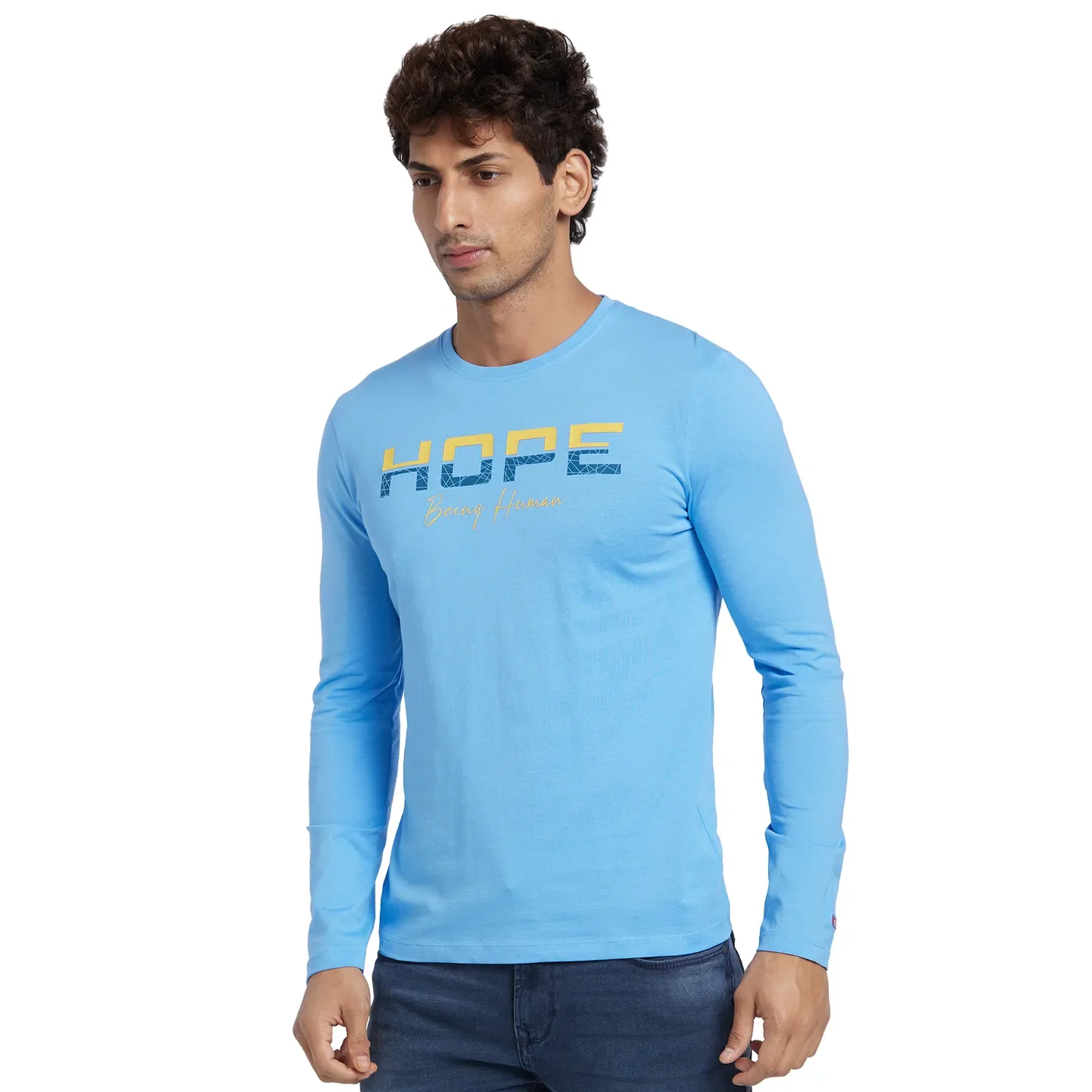 Blue Regular Fit Round Neck Men's T-Shirt by Being Human Clothing - Image 2