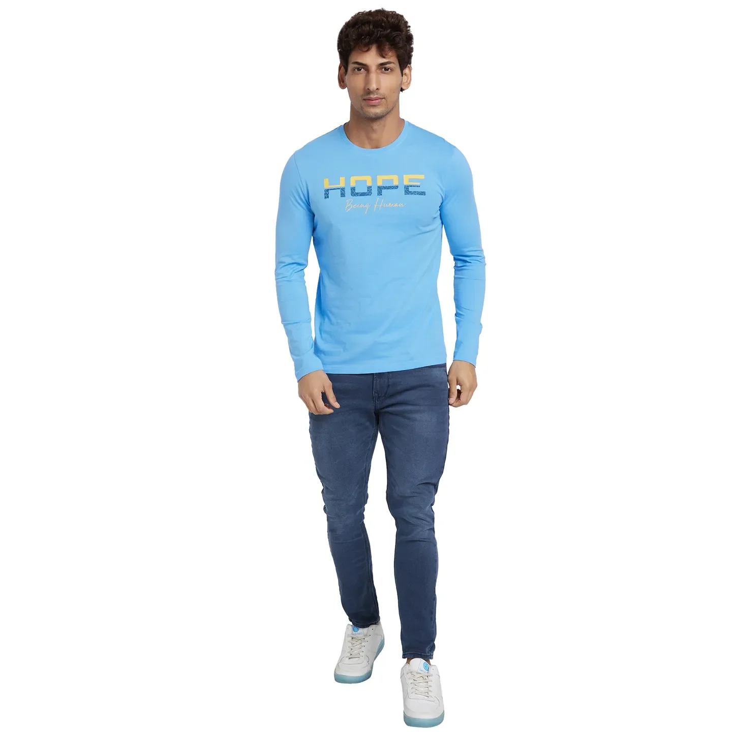 Blue Regular Fit Round Neck Men's T-Shirt by Being Human Clothing - Image 5