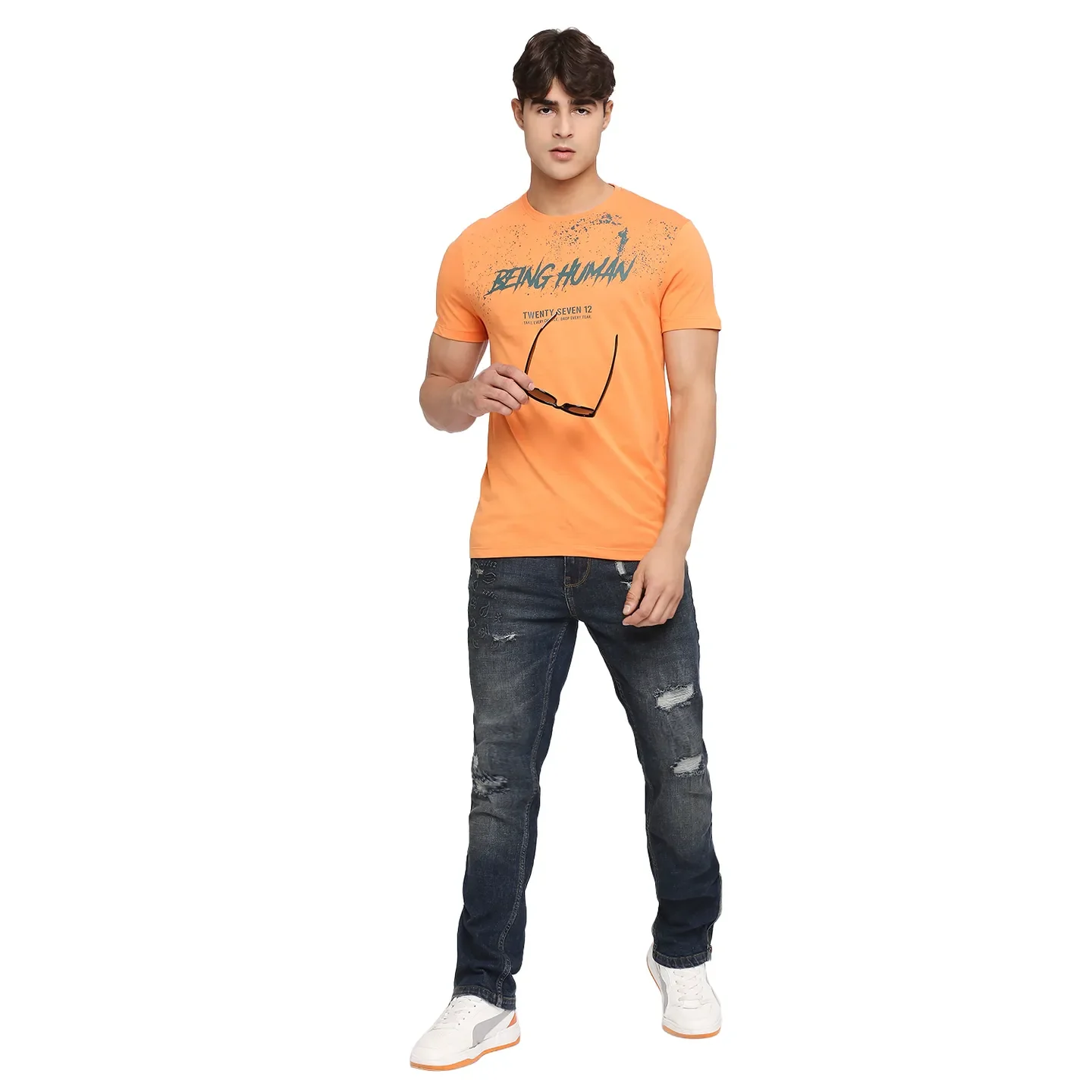 Amber Glow Regular Fit Round Neck Men's T-Shirt by Being Human Clothing - Image 6