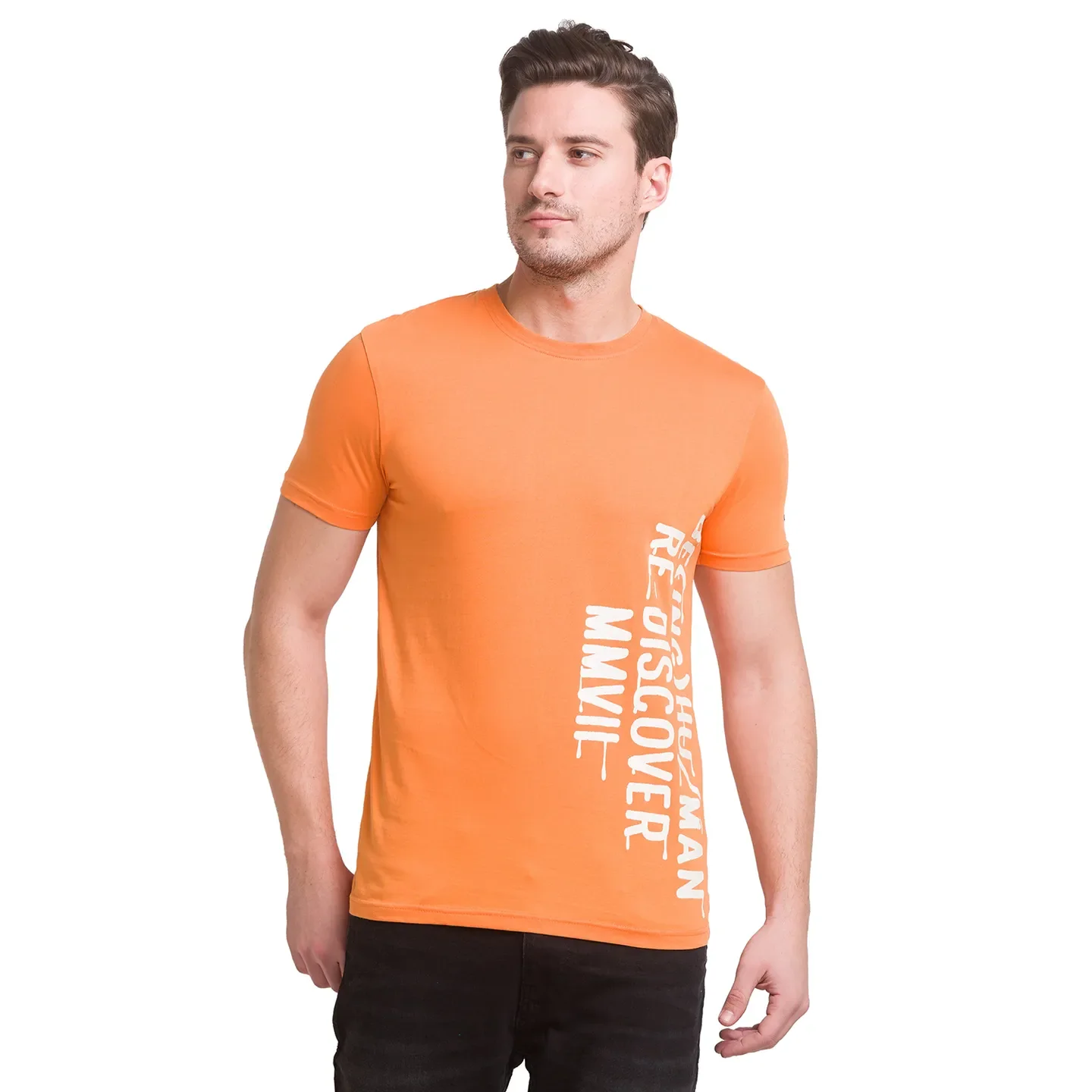 Amber Glow Regular Fit Round Neck Men's T-Shirt by Being Human Clothing