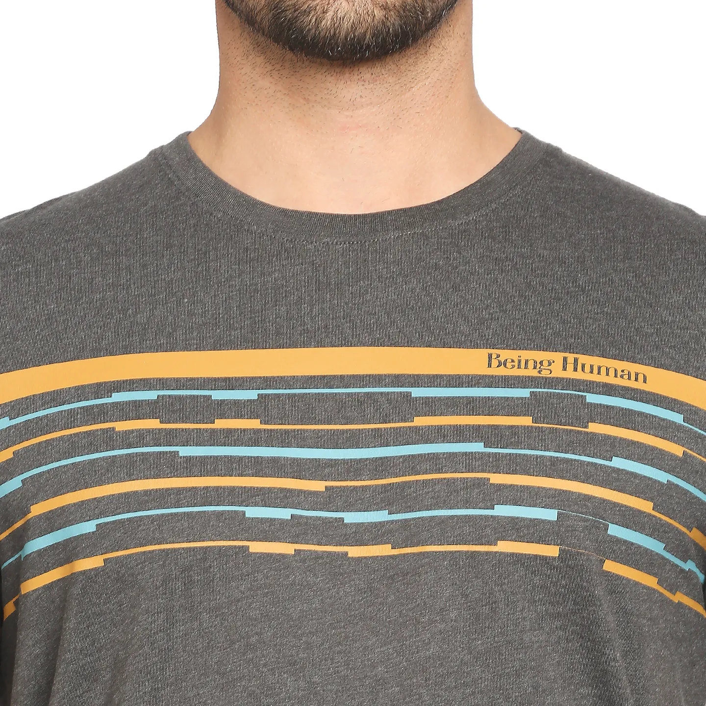 Grey Regular Fit Men's Short Sleeves T-Shirt by Being Human Clothing - Image 2