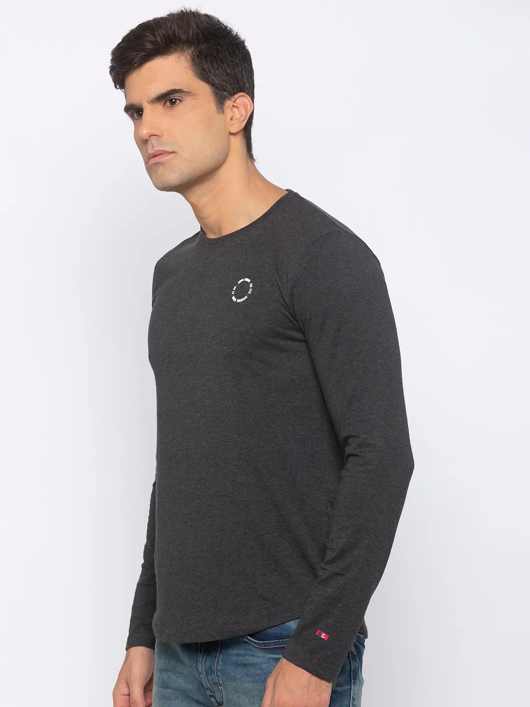 Grey Regular Fit Men's Long Sleeves T-Shirt by Being Human Clothing - Image 2