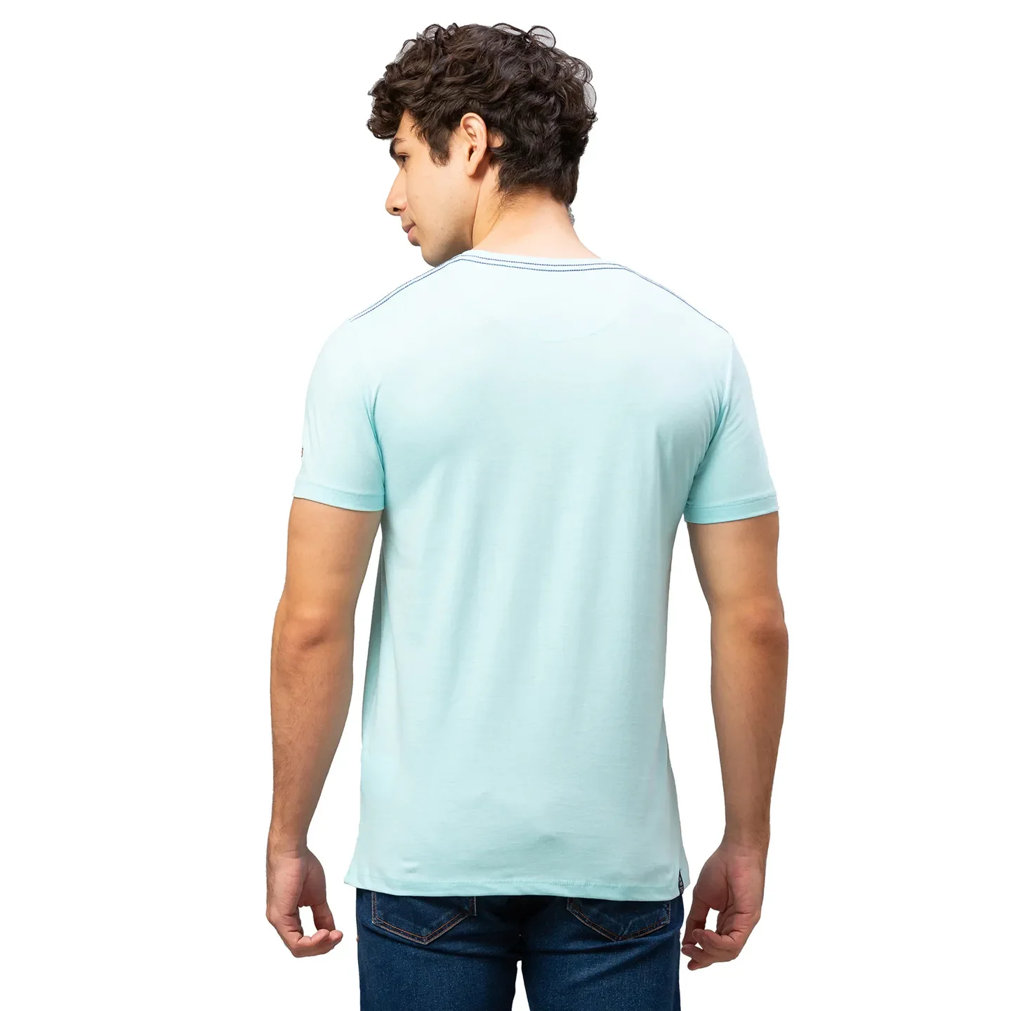 Blue Regular Fit Men's Short Sleeves T-Shirt by Being Human Clothing - Image 3
