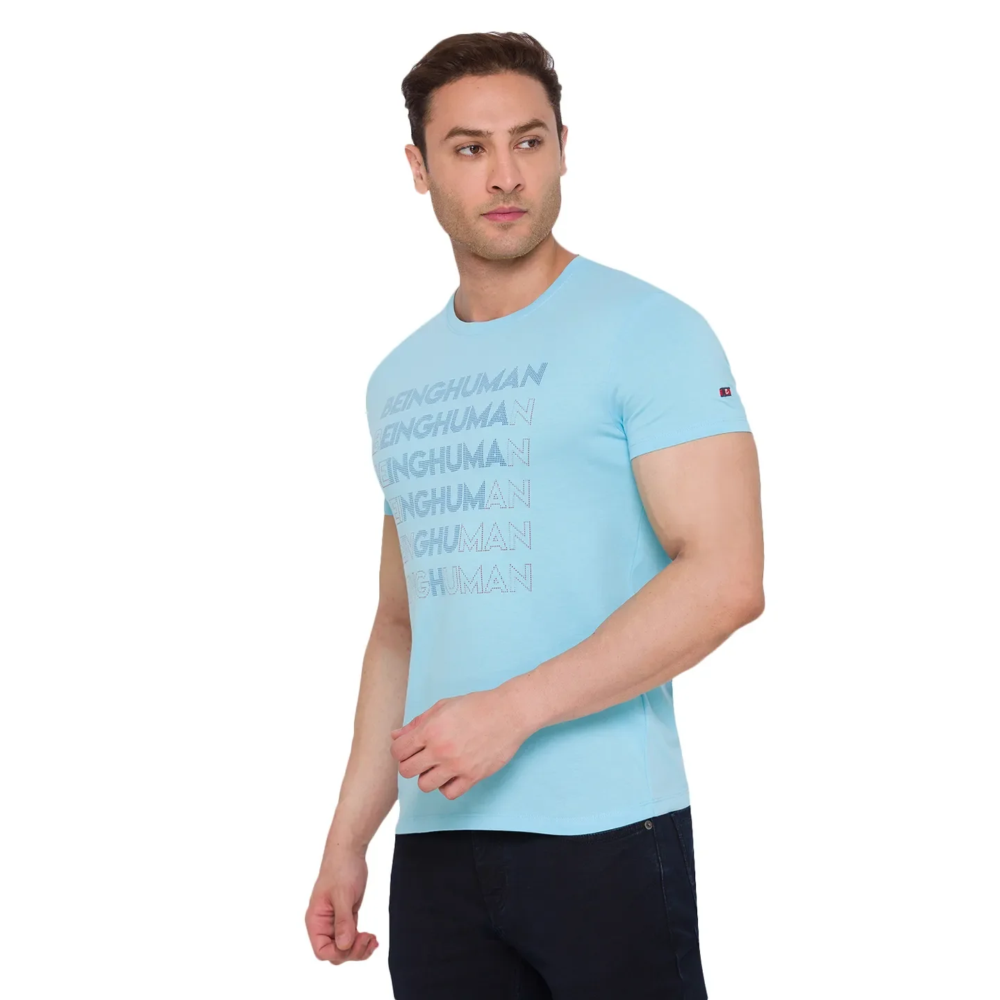 Blue Regular Fit Men's Short Sleeves T-Shirt by Being Human Clothing - Image 2