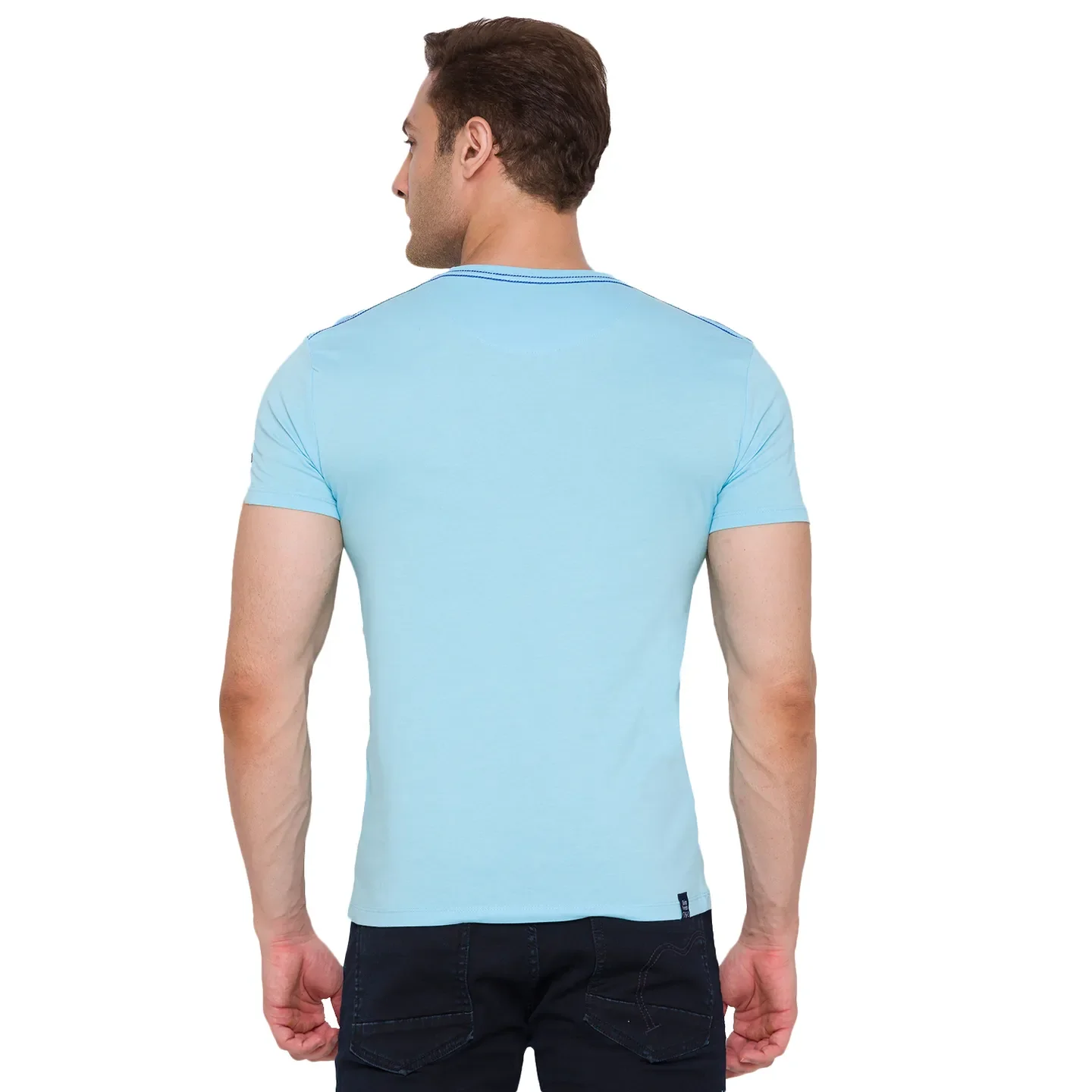 Blue Regular Fit Men's Short Sleeves T-Shirt by Being Human Clothing - Image 3