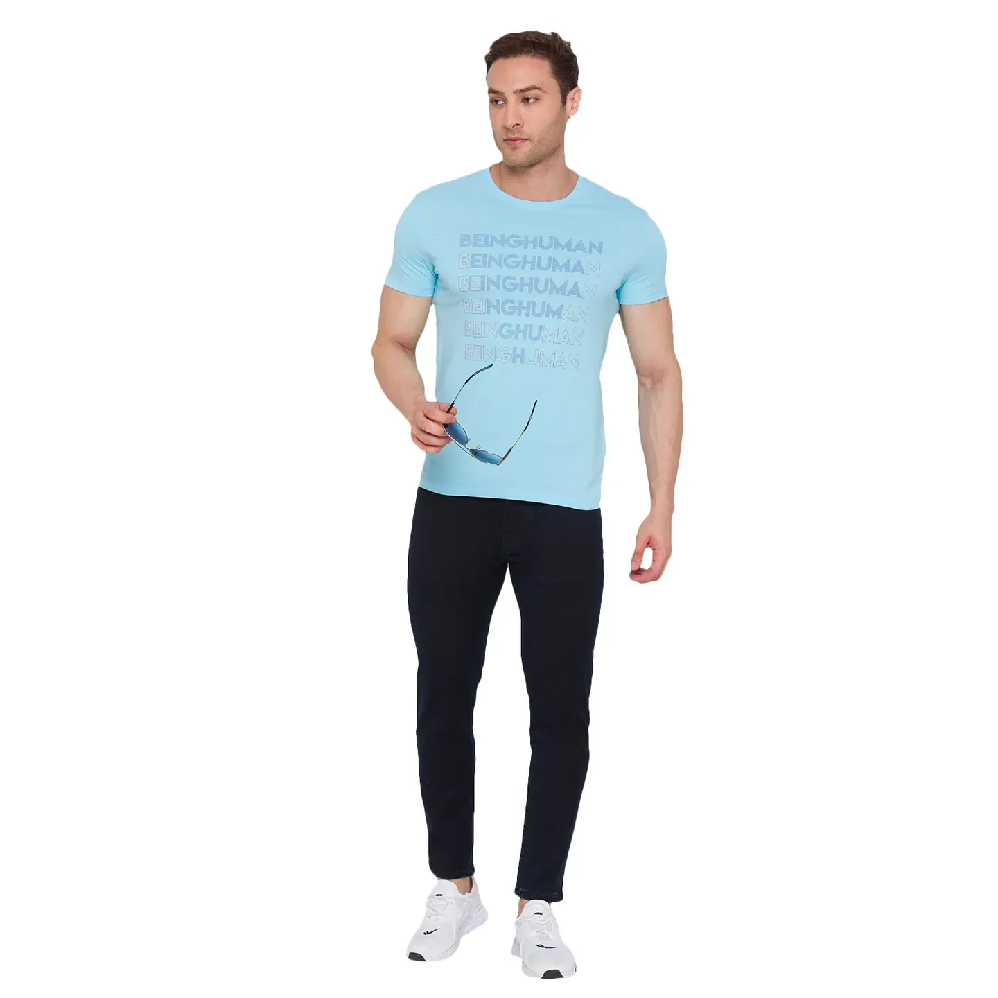 Blue Regular Fit Men's Short Sleeves T-Shirt by Being Human Clothing - Image 6