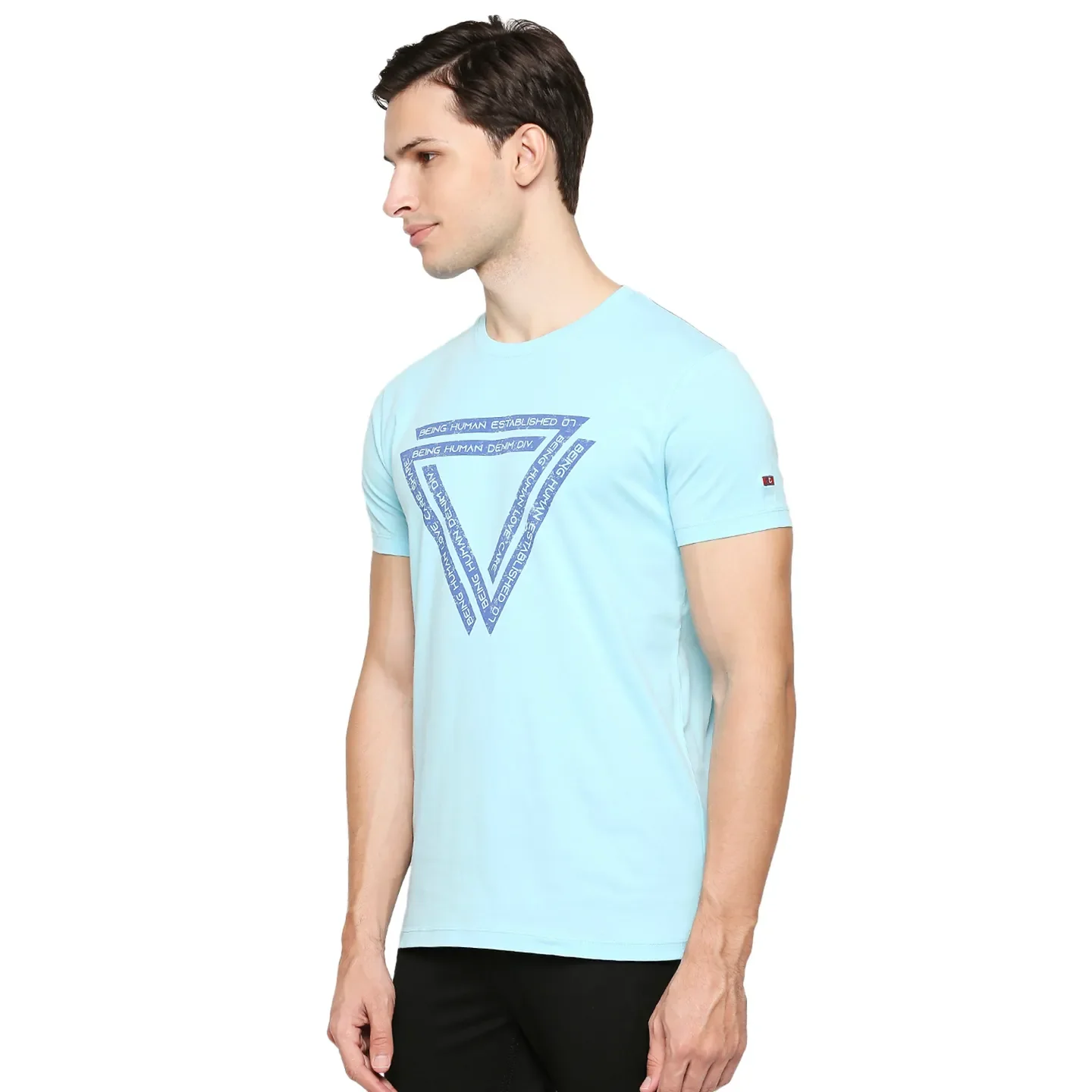 Blue Regular Fit Men's Short Sleeves T-Shirt by Being Human Clothing - Image 2