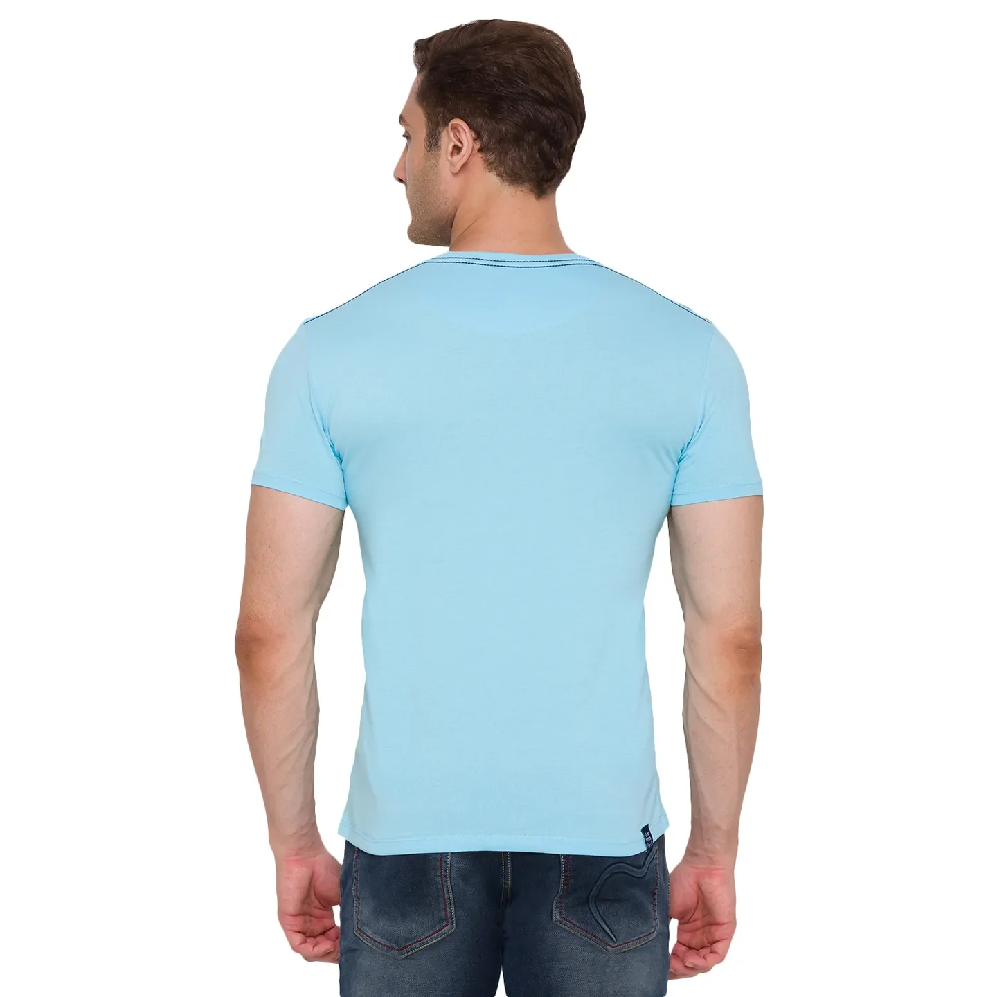 Blue Regular Fit Men's Short Sleeves T-Shirt by Being Human Clothing - Image 3