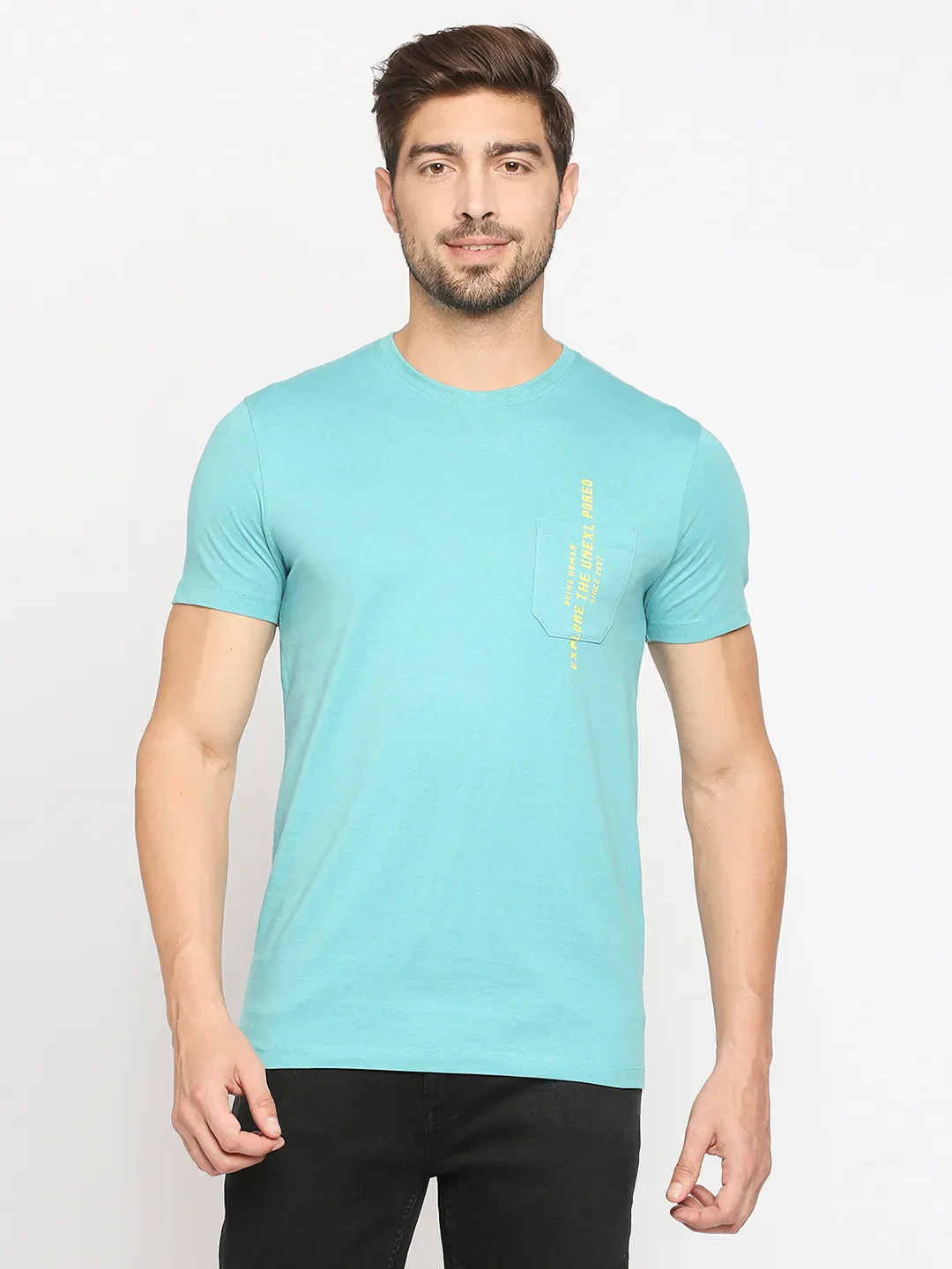 Blue Regular Fit Men's Short Sleeves T-Shirt by Being Human Clothing