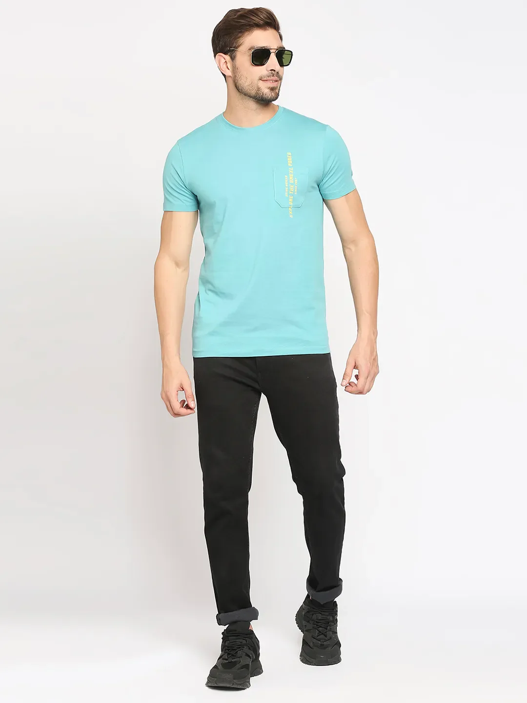 Blue Regular Fit Men's Short Sleeves T-Shirt by Being Human Clothing - Image 6