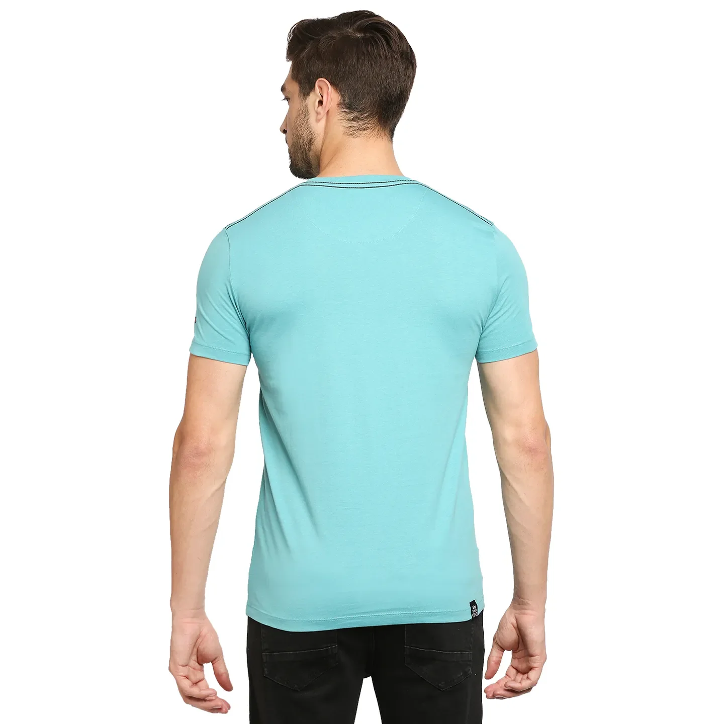 Blue Regular Fit Men's Short Sleeves T-Shirt by Being Human Clothing - Image 4