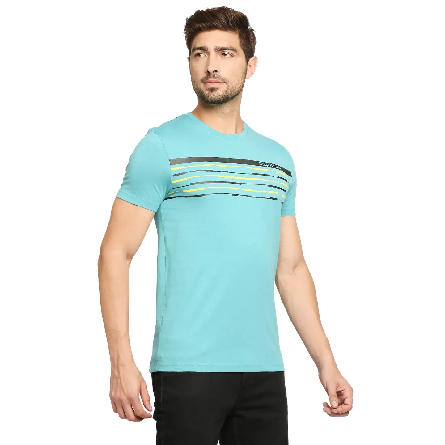 Blue Regular Fit Men's Short Sleeves T-Shirt by Being Human Clothing - Image 5