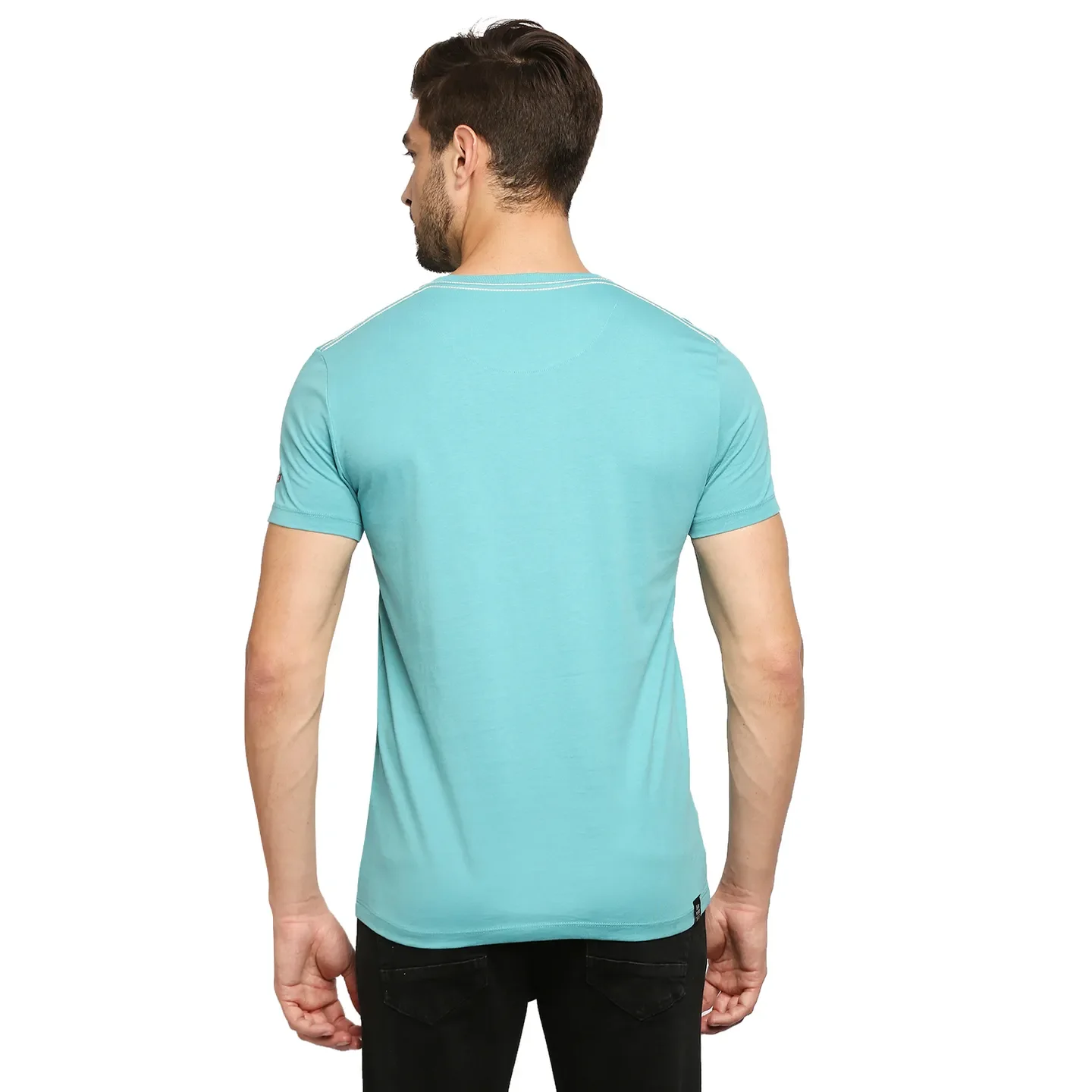 Blue Regular Fit Men's Short Sleeves T-Shirt by Being Human Clothing - Image 4