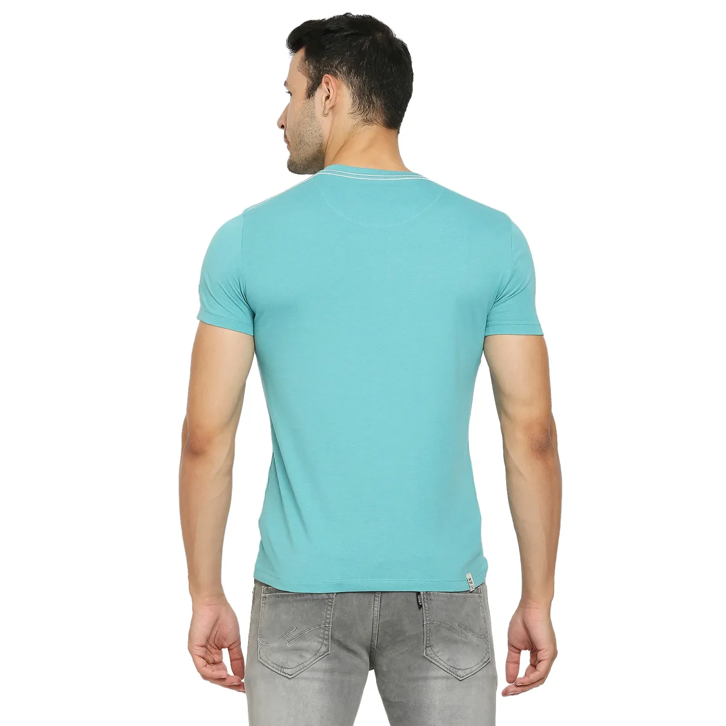 Blue Regular Fit Men's Short Sleeves T-Shirt by Being Human Clothing - Image 4